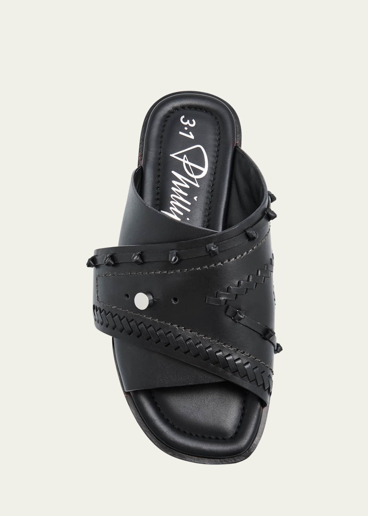 3.1 Phillip Lim Leather Crossover Slide Sandals Image 4 of 4