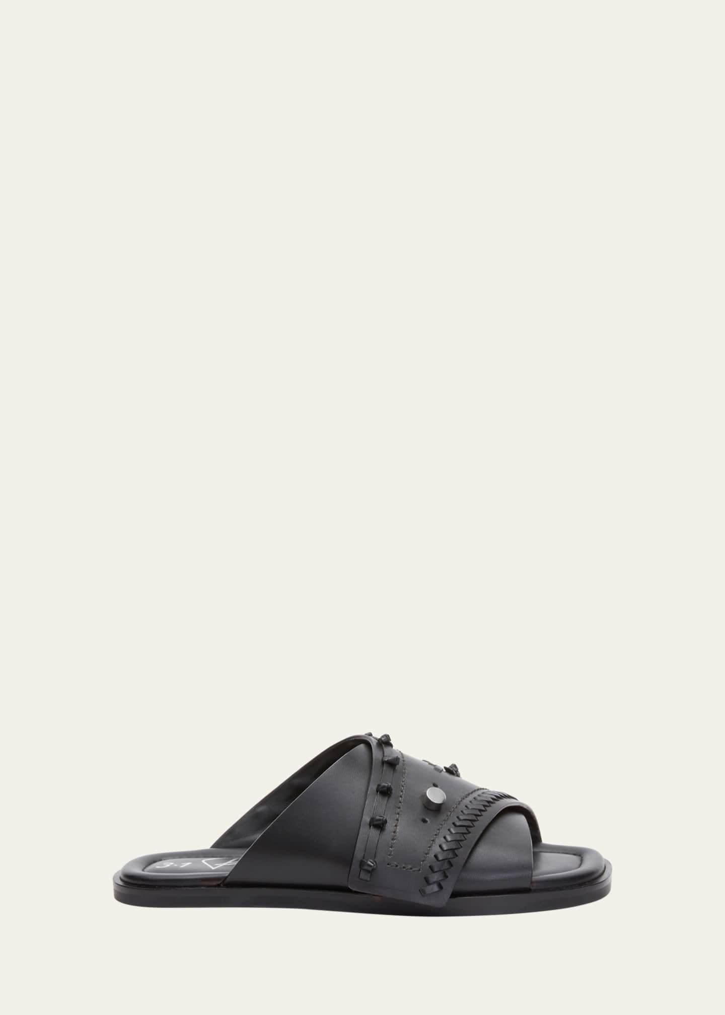 3.1 Phillip Lim Leather Crossover Slide Sandals Image 1 of 4
