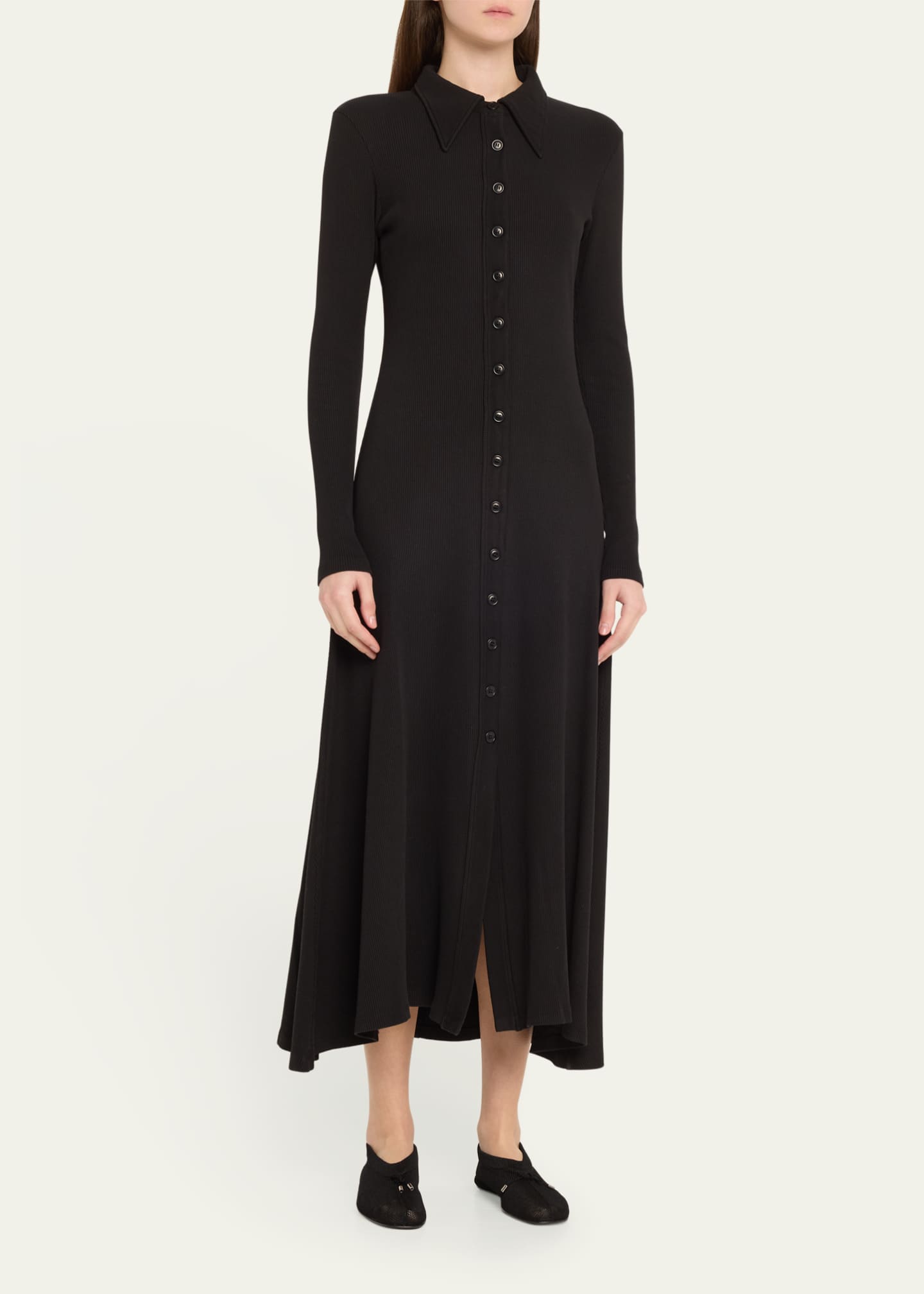 Citizens of Humanity Gila Long-Sleeve Rib Polo Dress Image 4 of 5