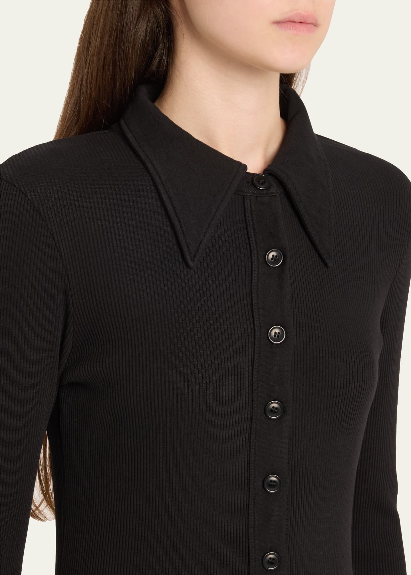 Citizens of Humanity Gila Long-Sleeve Rib Polo Dress Image 5 of 5