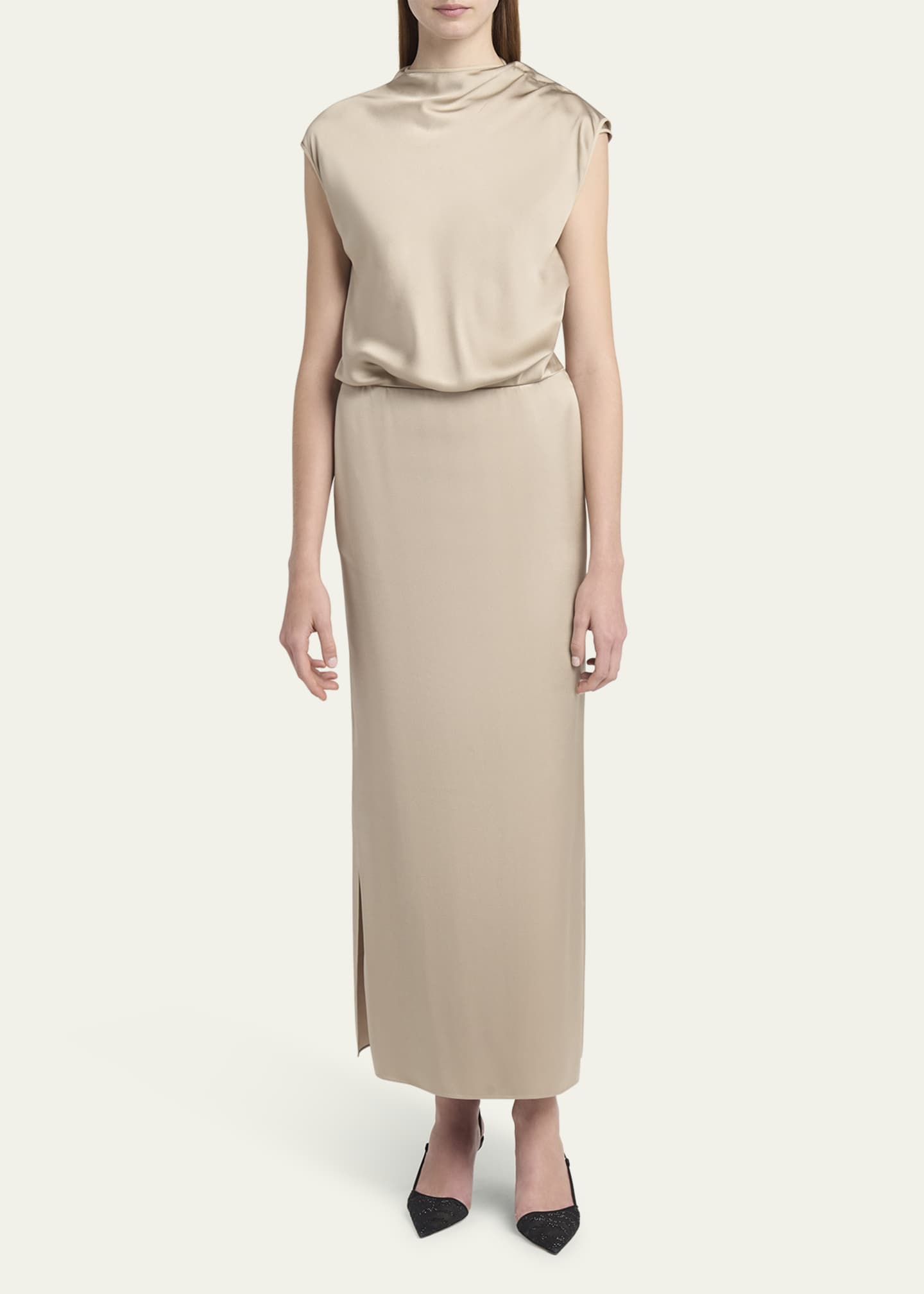 Giorgio Armani Long Cowl-Neck Double Satin Dress - Bergdorf
