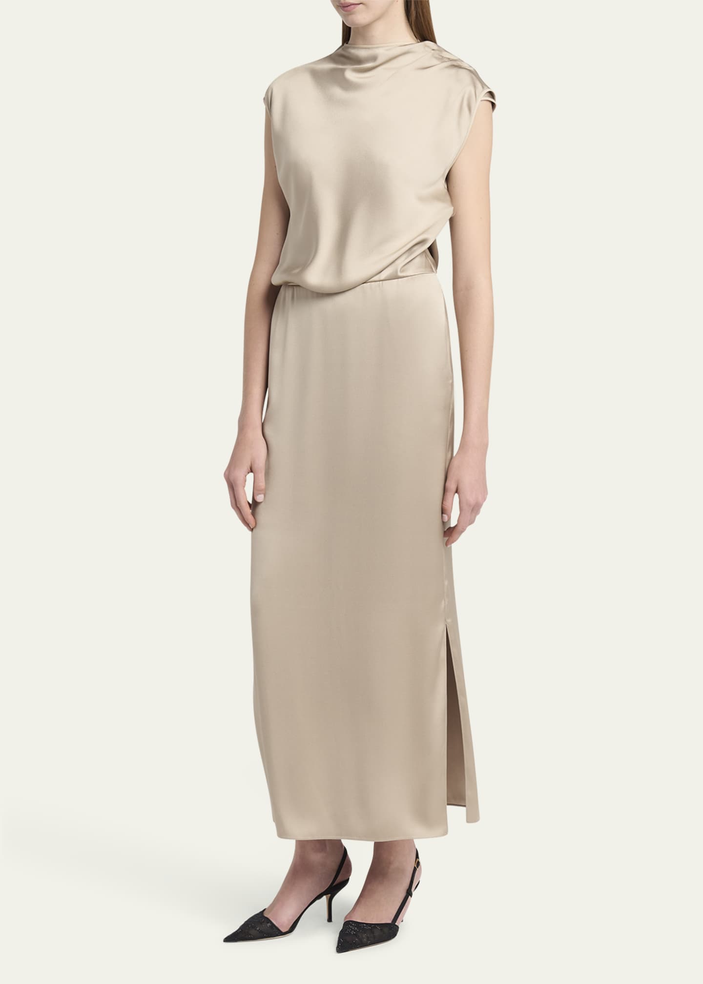 ワンピース GIORGIO ARMANI SATIN LONG DRESS Giorgio Armani Black Satin Long Dress | italist