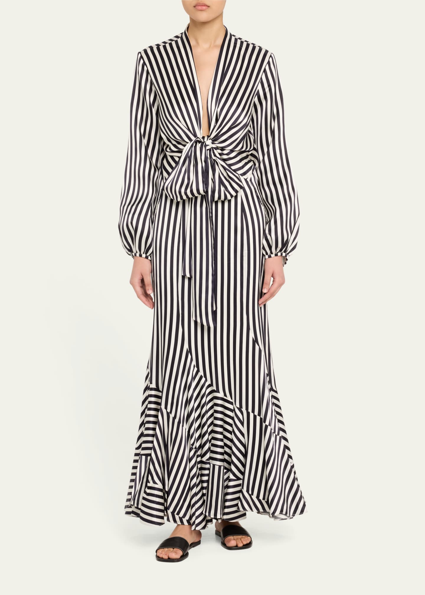 Silvia Tcherassi Florina Striped Ruffle Maxi Skirt Image 2 of 5