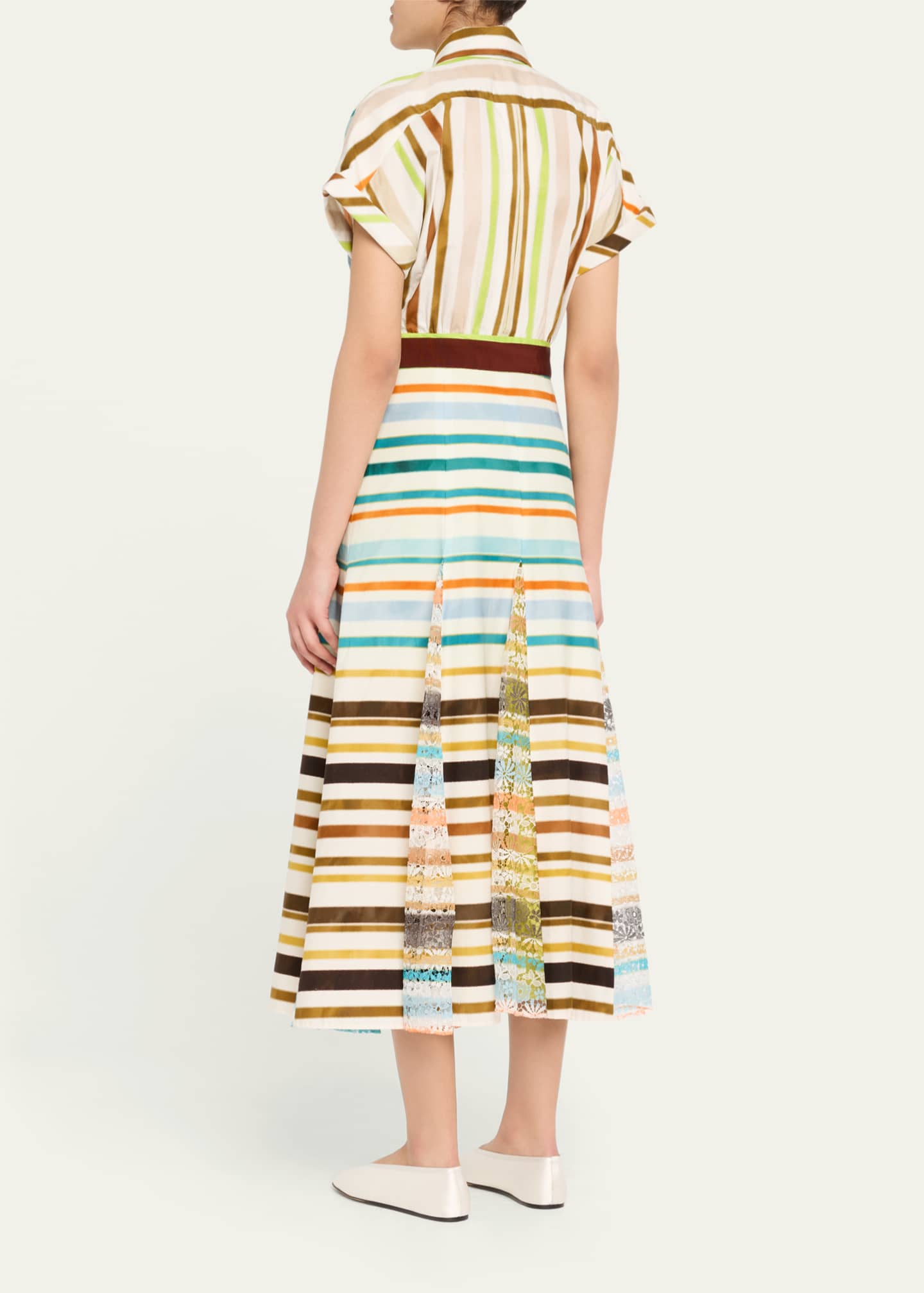 Silvia Tcherassi Odila Striped Godet Midi Shirtdress Image 3 of 5