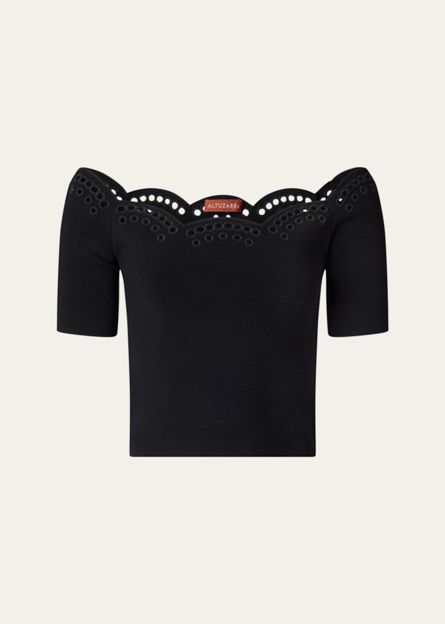 Altuzarra Posy Eyelet Scallop Off-Shoulder Top Image 1 of 4