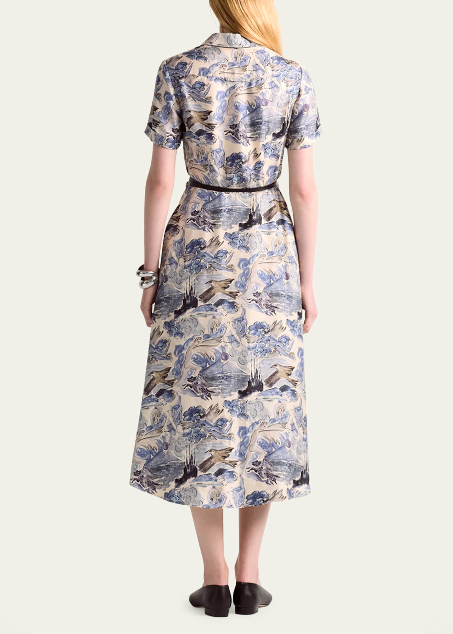 Altuzarra Kiera Short-Sleeve Midi Silk Shirtdress Image 3 of 4