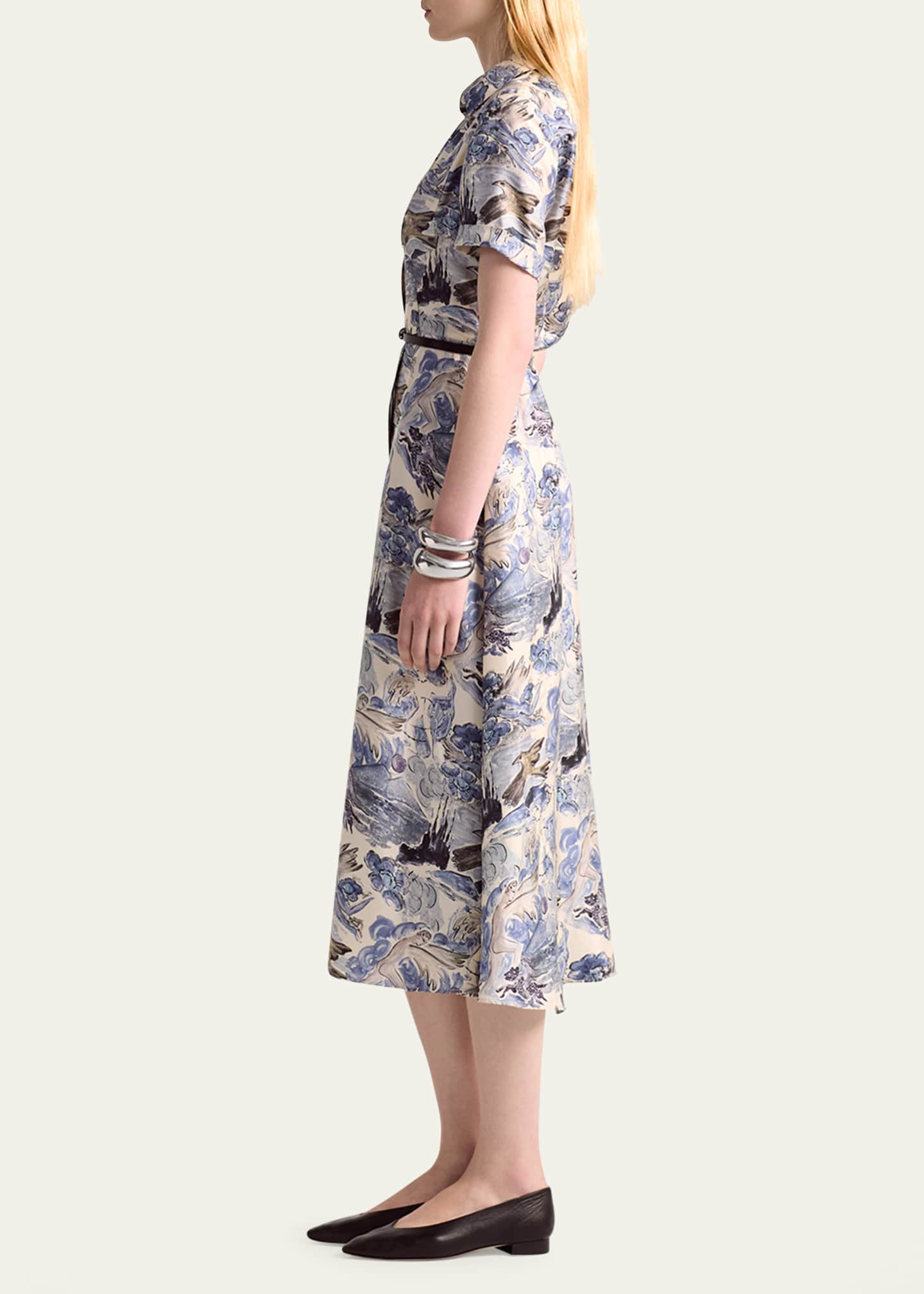 Altuzarra Kiera Short-Sleeve Midi Silk Shirtdress Image 4 of 4