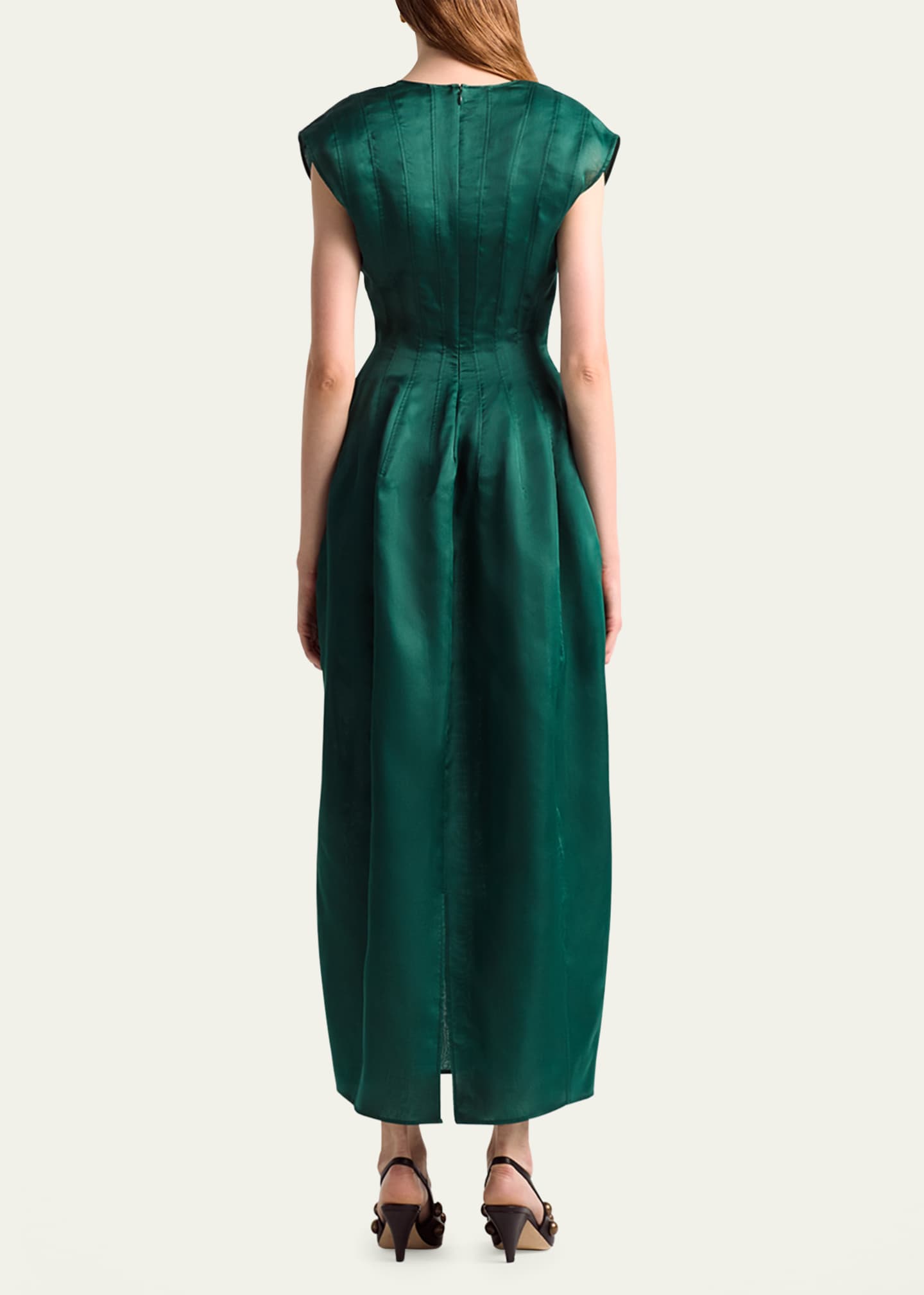 Altuzarra Bichette Paneled Cap-Sleeve Midi Dress Image 3 of 5