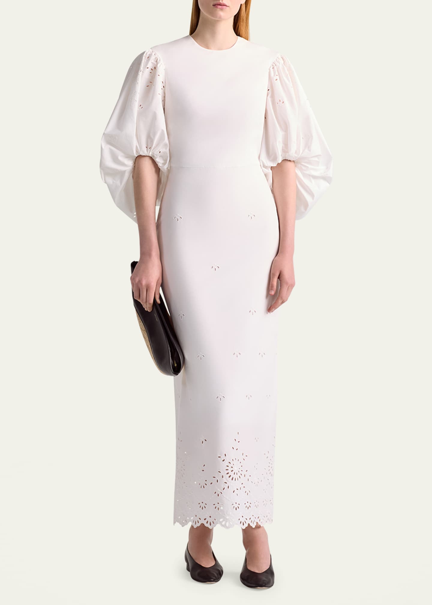 Danielle Eyelet Embroidered Puff-Sleeve Maxi Dress - Thumbnail 2