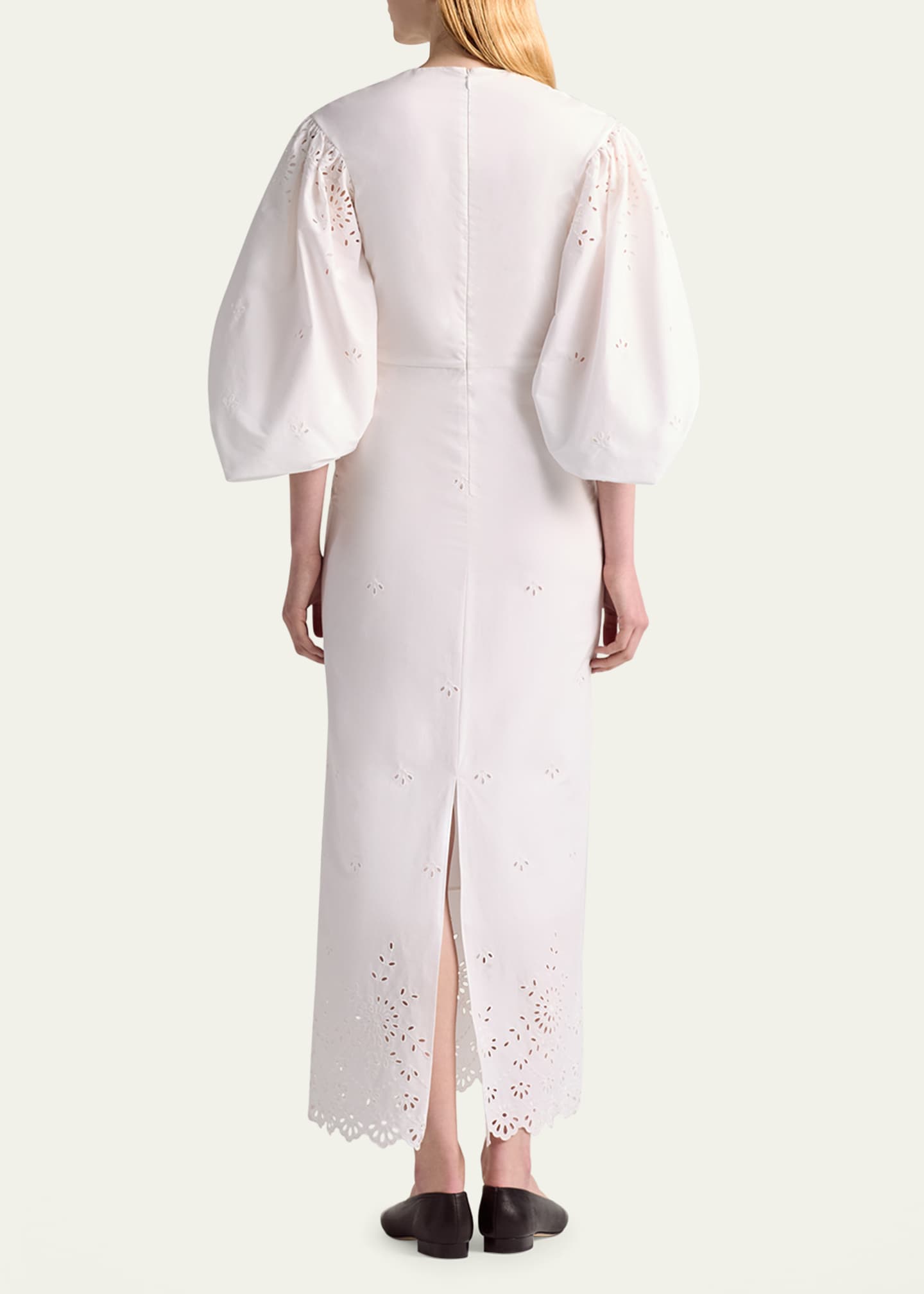 Danielle Eyelet Embroidered Puff-Sleeve Maxi Dress - Thumbnail 3