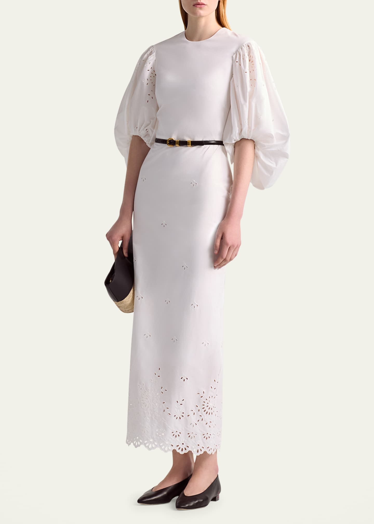 Danielle Eyelet Embroidered Puff-Sleeve Maxi Dress - Thumbnail 4
