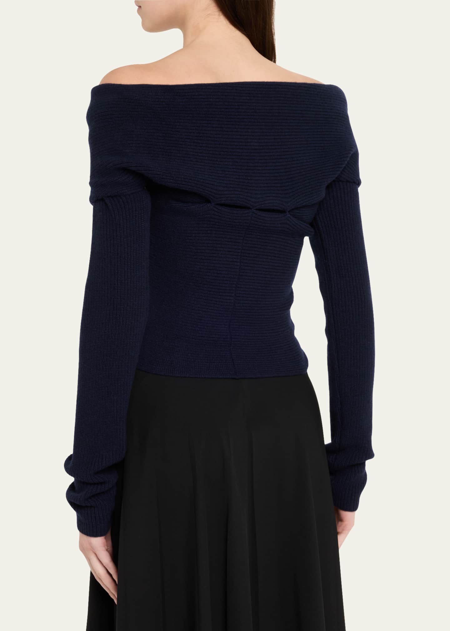 Altuzarra Mimi Off-Shoulder Wrap Wool Cashmere Sweater Image 3 of 5