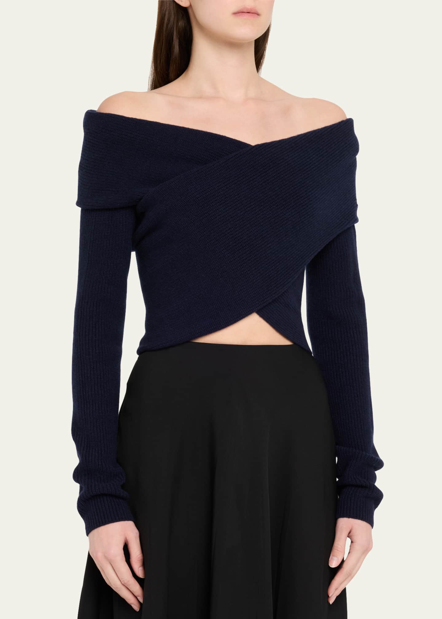 Altuzarra Mimi Off-Shoulder Wrap Wool Cashmere Sweater Image 4 of 5