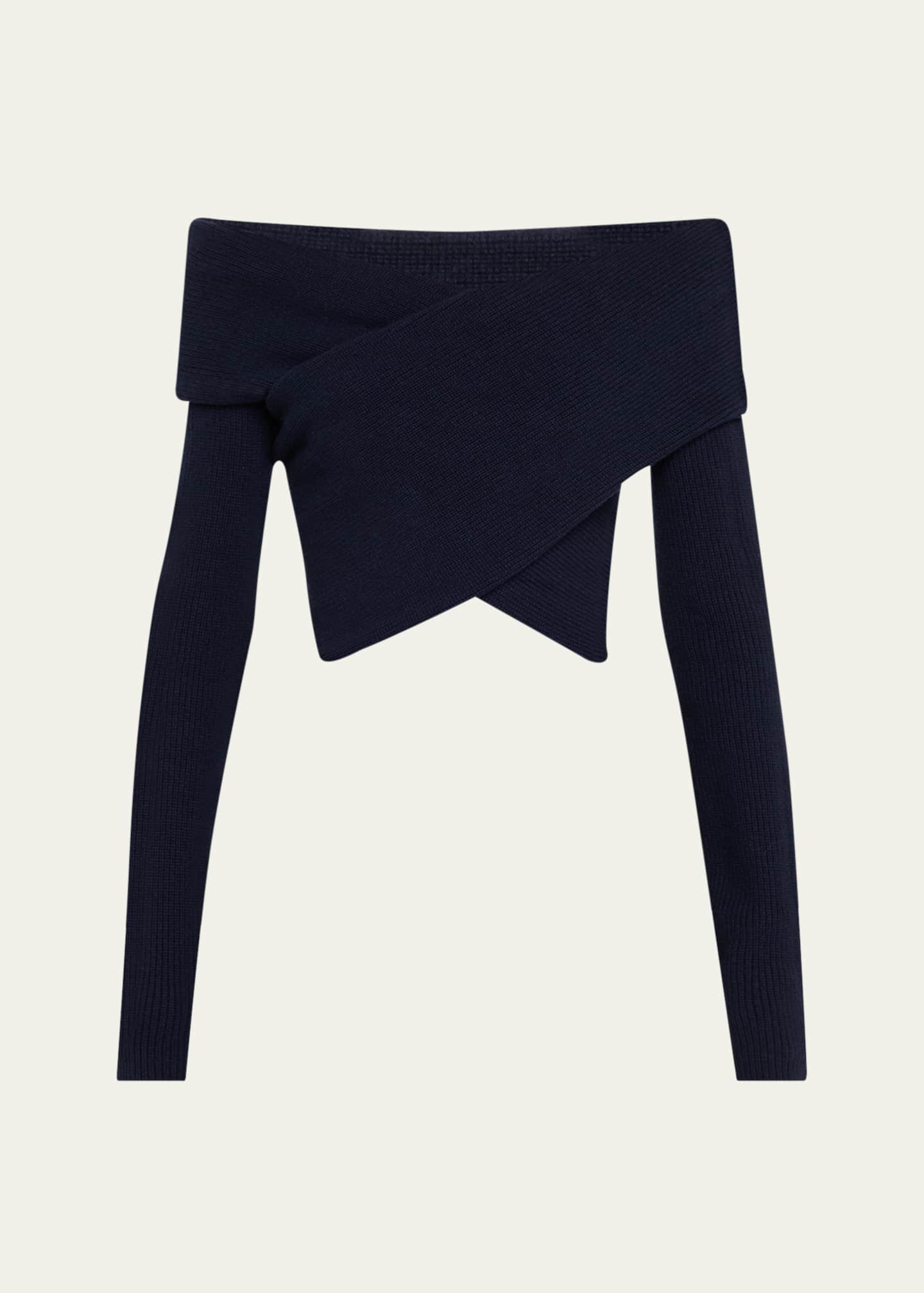 Altuzarra Mimi Off-Shoulder Wrap Wool Cashmere Sweater Image 1 of 5