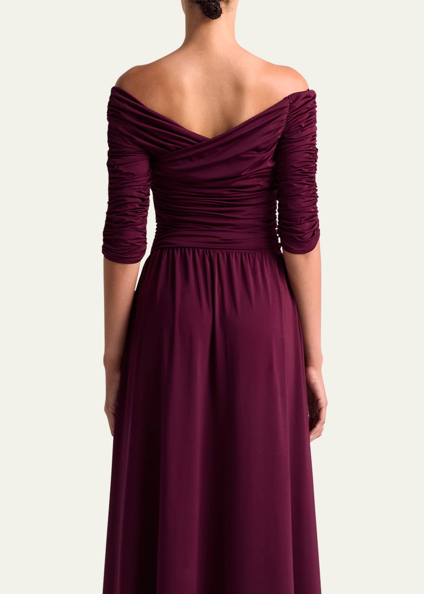 Altuzarra Char Off-Shoulder Ruched Long Dress Image 3 of 4