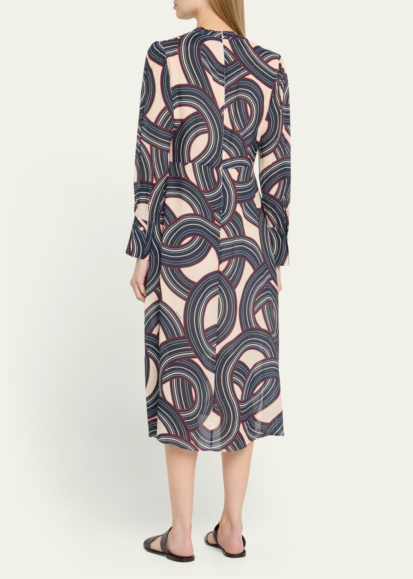 Eve Abstract Long Sleeve Midi Dress - Thumbnail 3