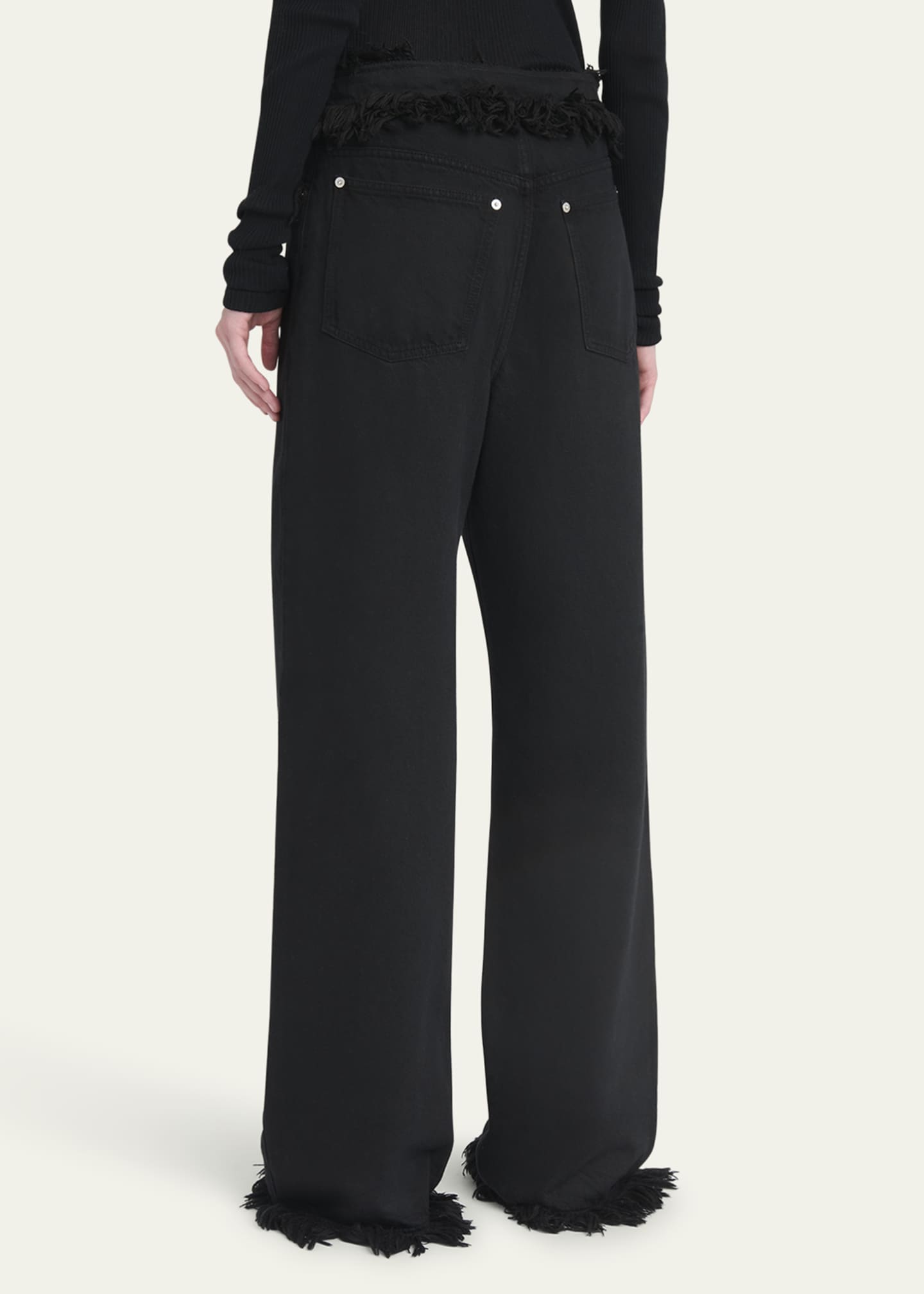 Ferragamo Frayed High-Rise Straight-Leg Pants Image 3 of 5