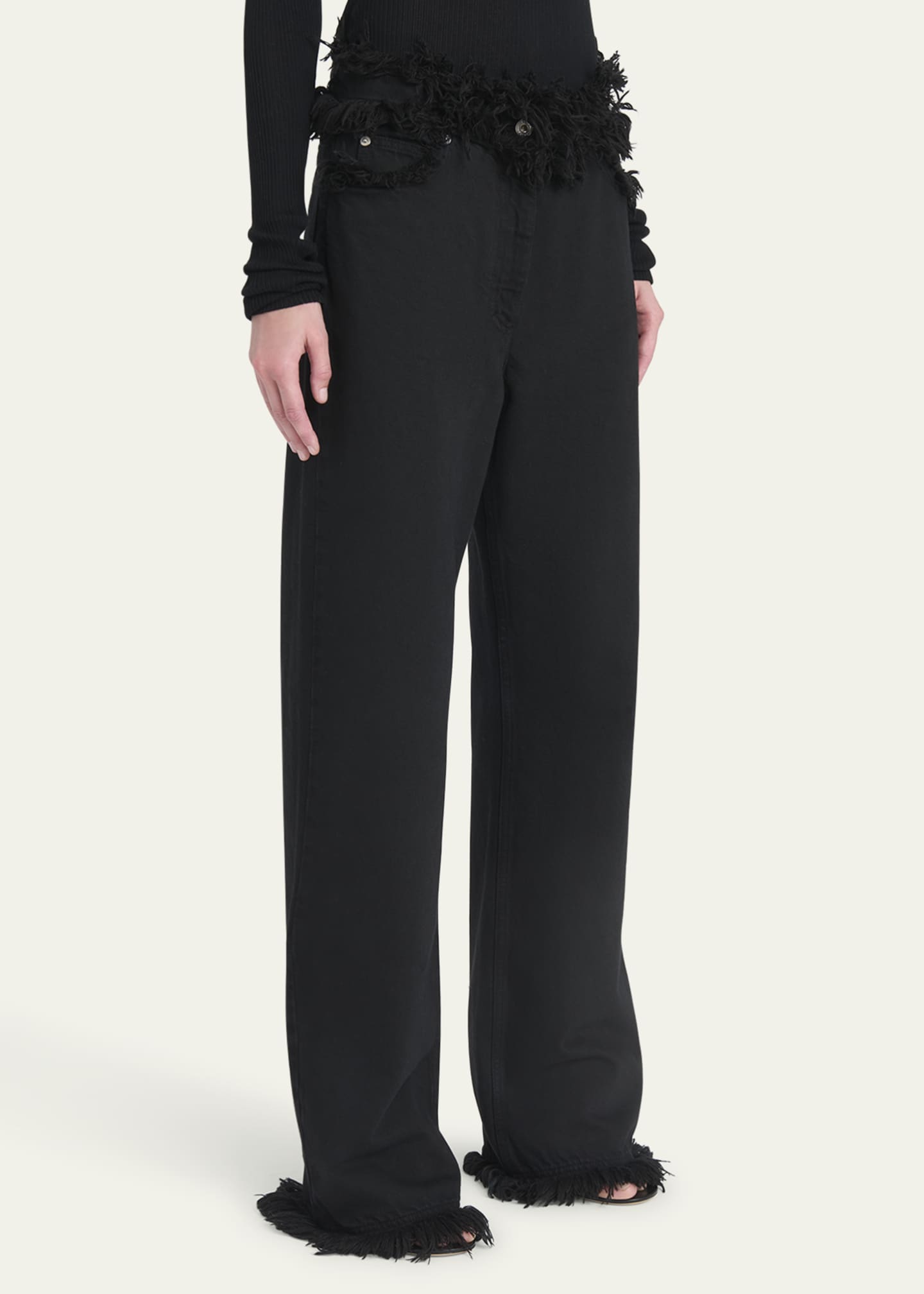 Ferragamo Frayed High-Rise Straight-Leg Pants Image 4 of 5