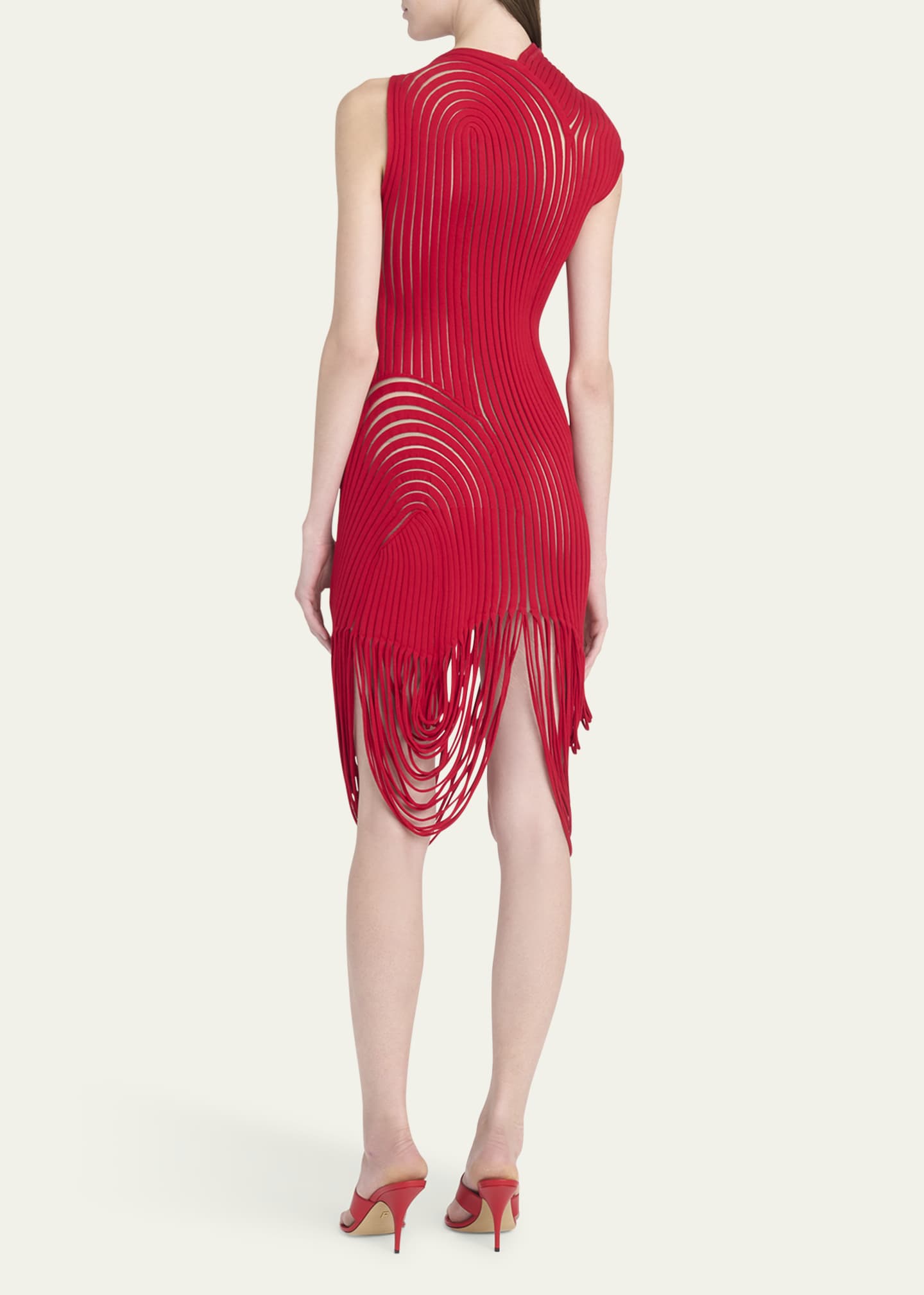 Ferragamo Asymmetric Ornate Illusion Dress Image 3 of 5