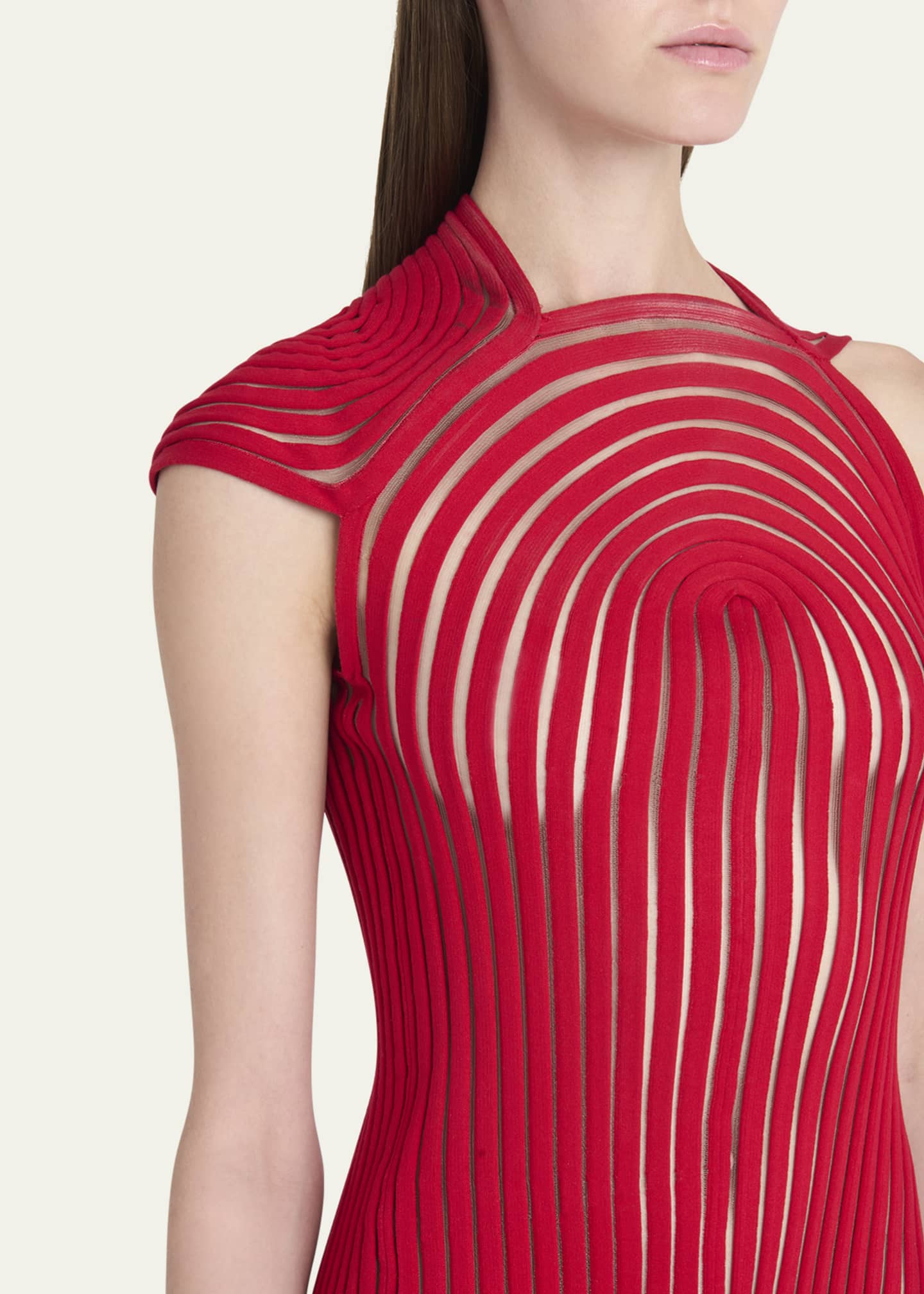 Ferragamo Asymmetric Ornate Illusion Dress Image 5 of 5