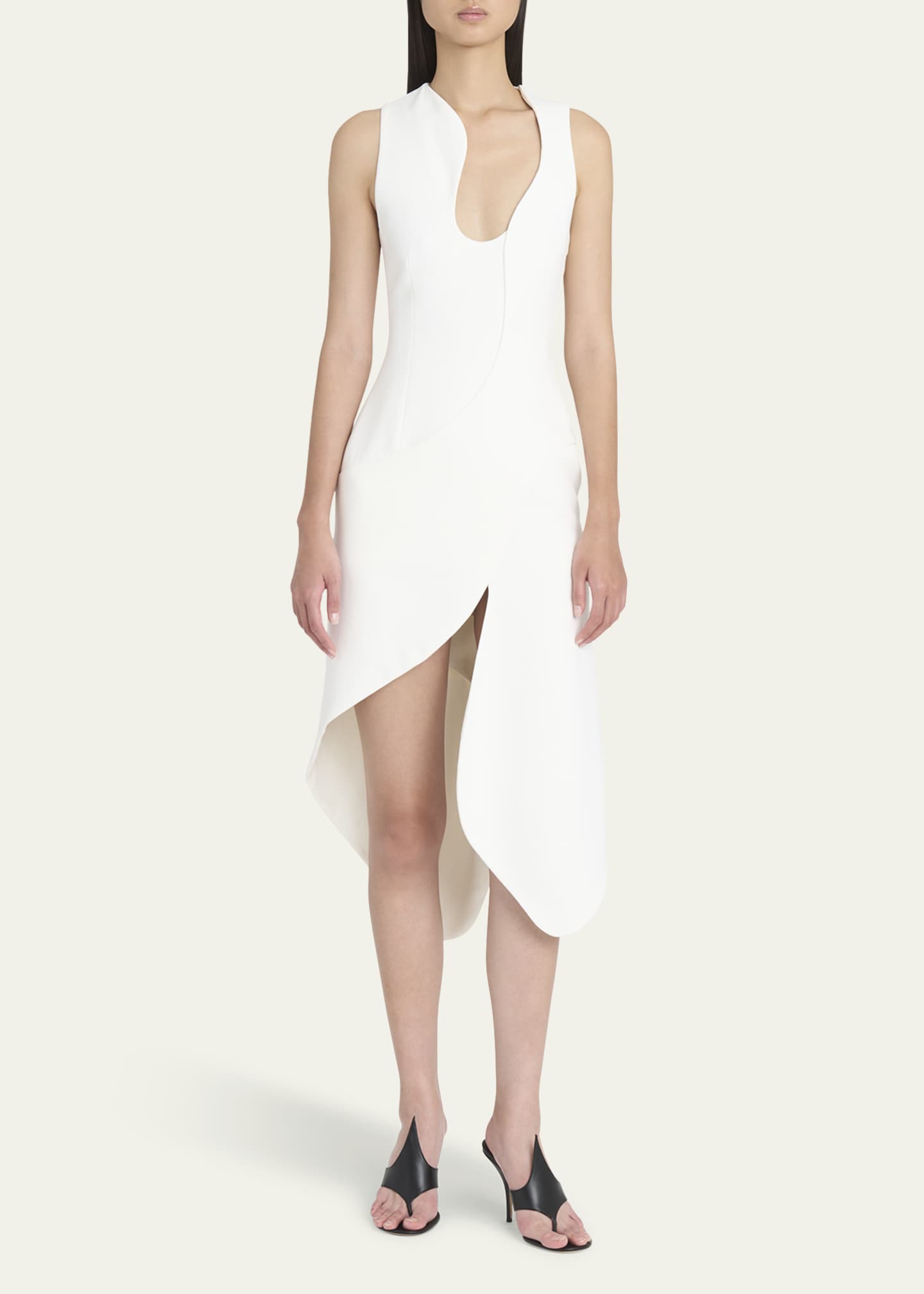 Ferragamo Sleeveless High-Low Midi Dress Image 2 of 5