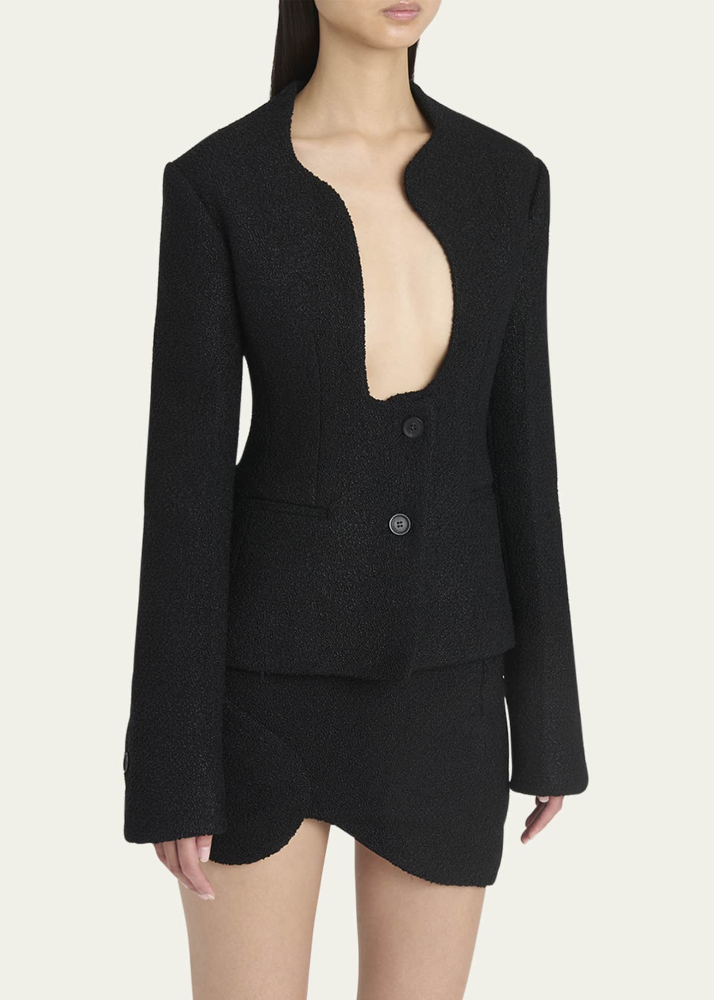 Ferragamo Two-Button Plunge Blazer Image 4 of 5
