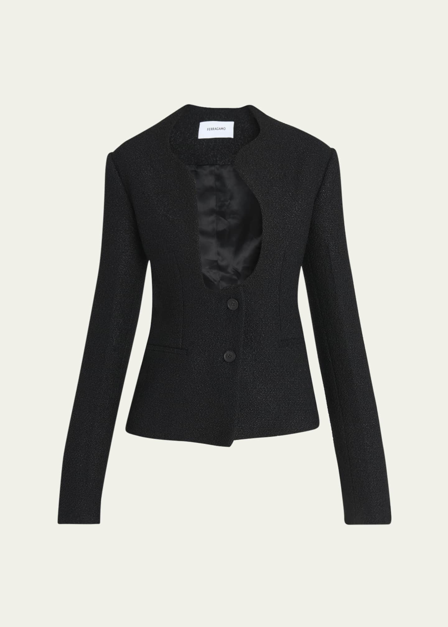 Ferragamo Two-Button Plunge Blazer Image 1 of 5
