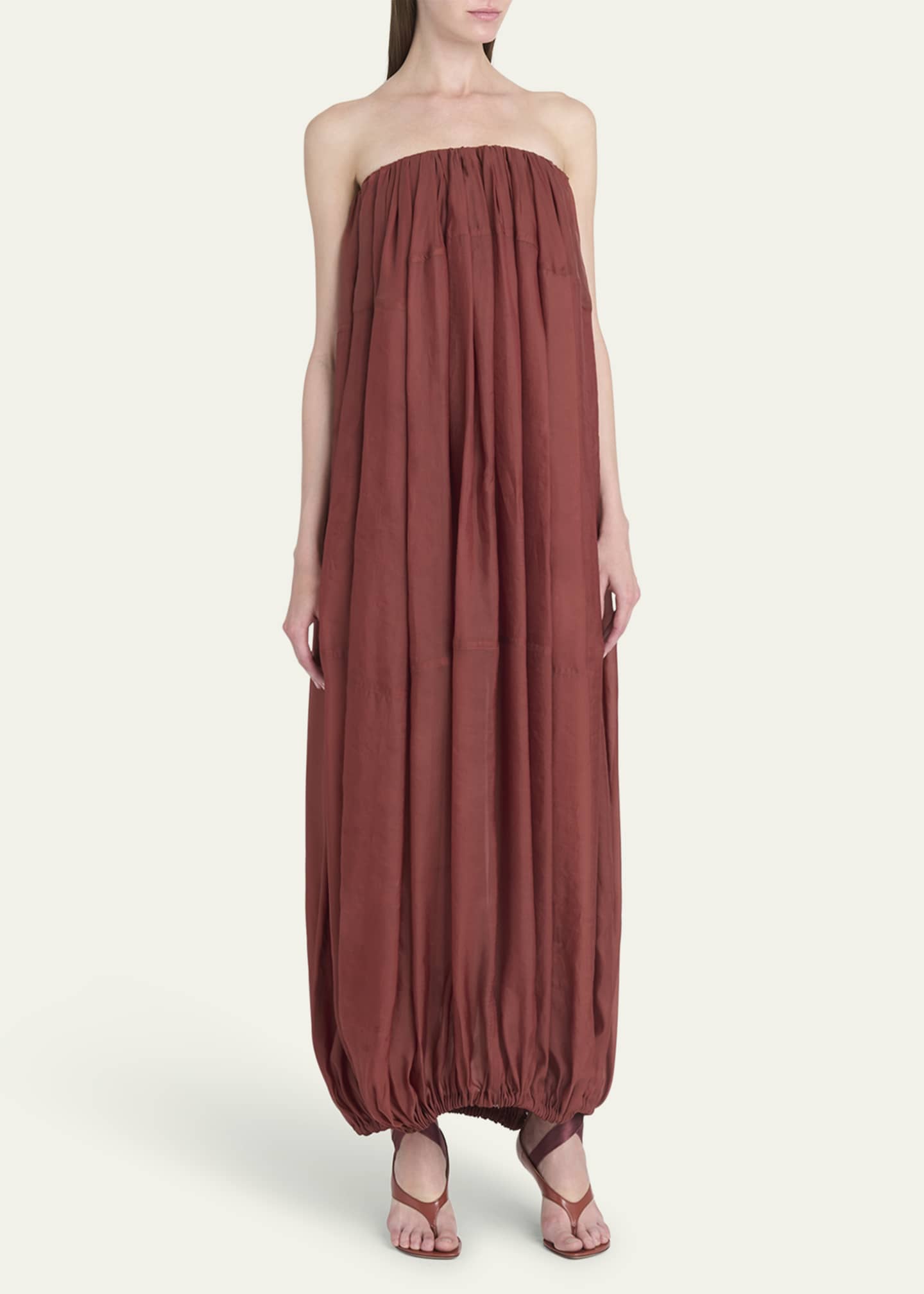 Ferragamo Strapless Bubble-Hem Maxi Dress Image 2 of 5