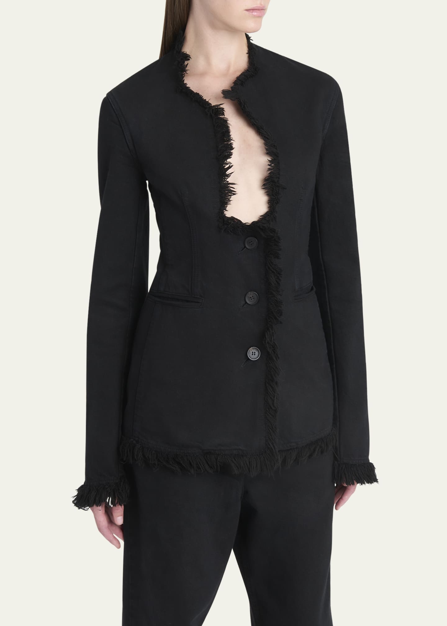 Ferragamo Fringe-Trim Plunge Blazer Image 4 of 5