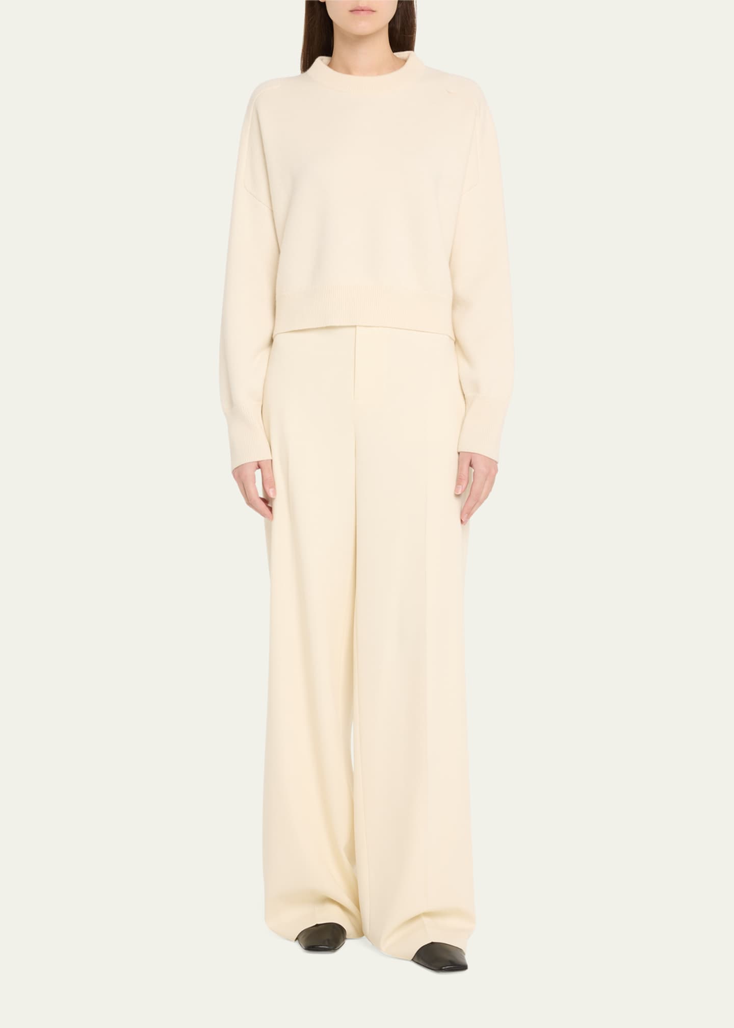 Loulou Studio Miro Boxy Cashmere Crewneck Sweater Image 2 of 5