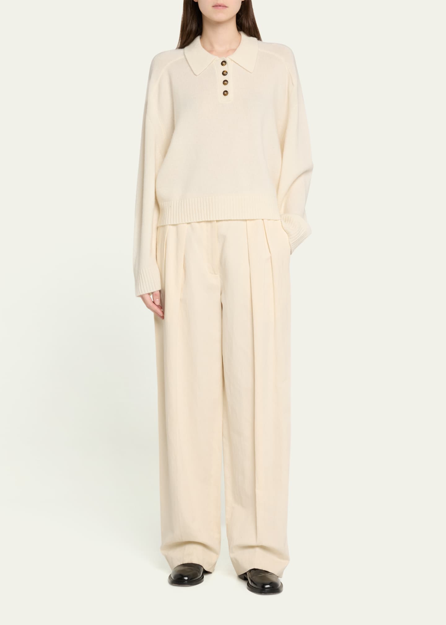 Loulou Studio Homere Polo Cashmere Sweater Image 2 of 5