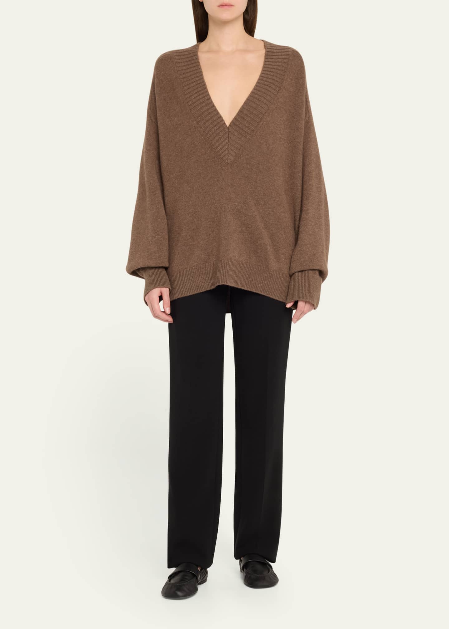 Loulou Studio Sage Plunging V-Neck Cashmere Oversized Sweater Image 2 of 5