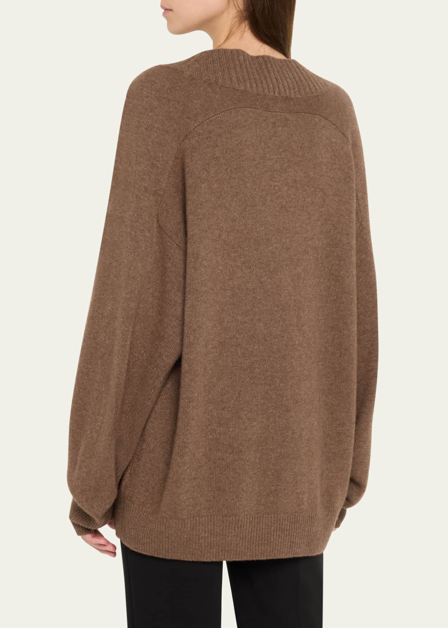 Loulou Studio Sage Plunging V-Neck Cashmere Oversized Sweater Image 3 of 5