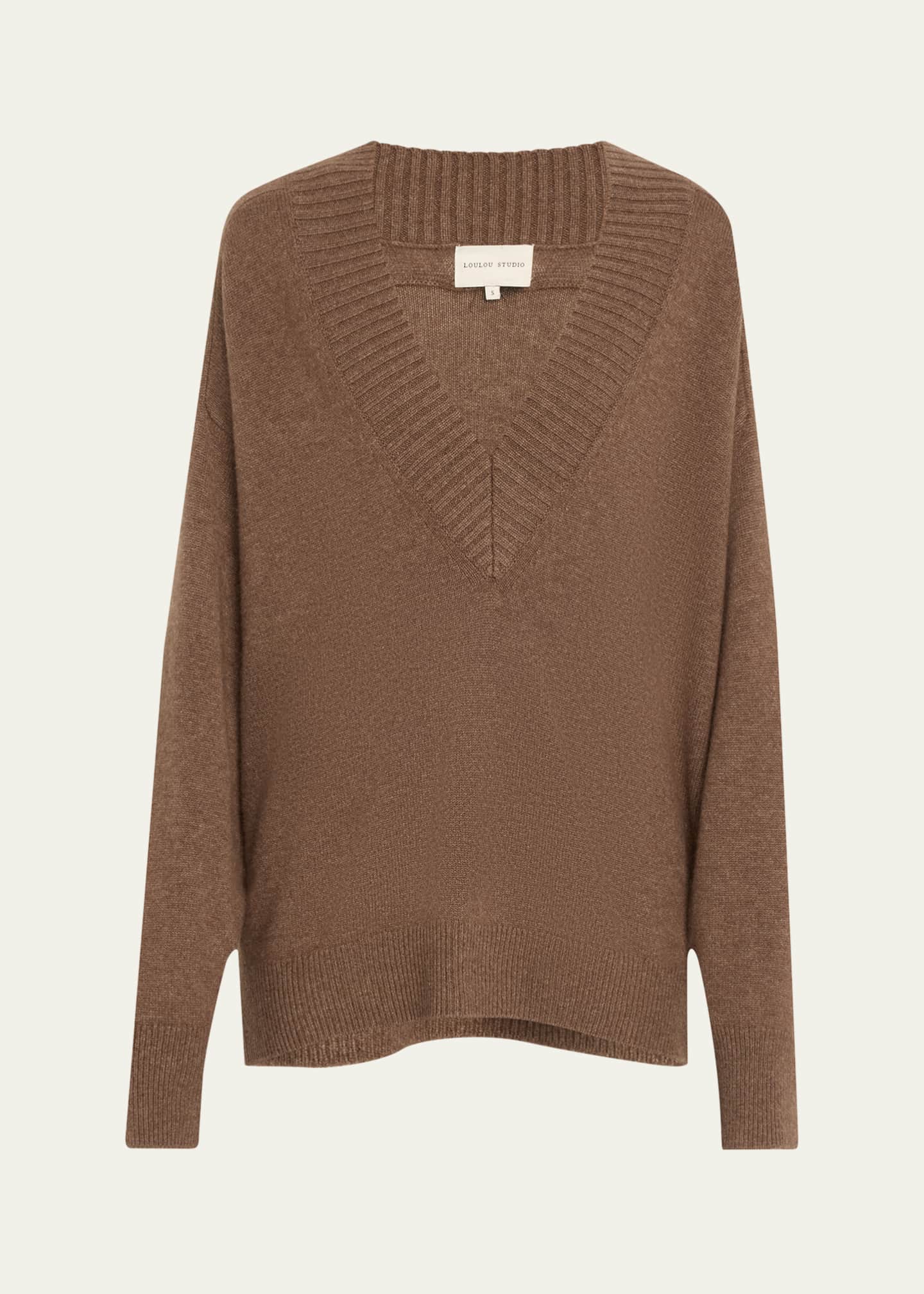 Loulou Studio Sage Plunging V-Neck Cashmere Oversized Sweater Image 1 of 5
