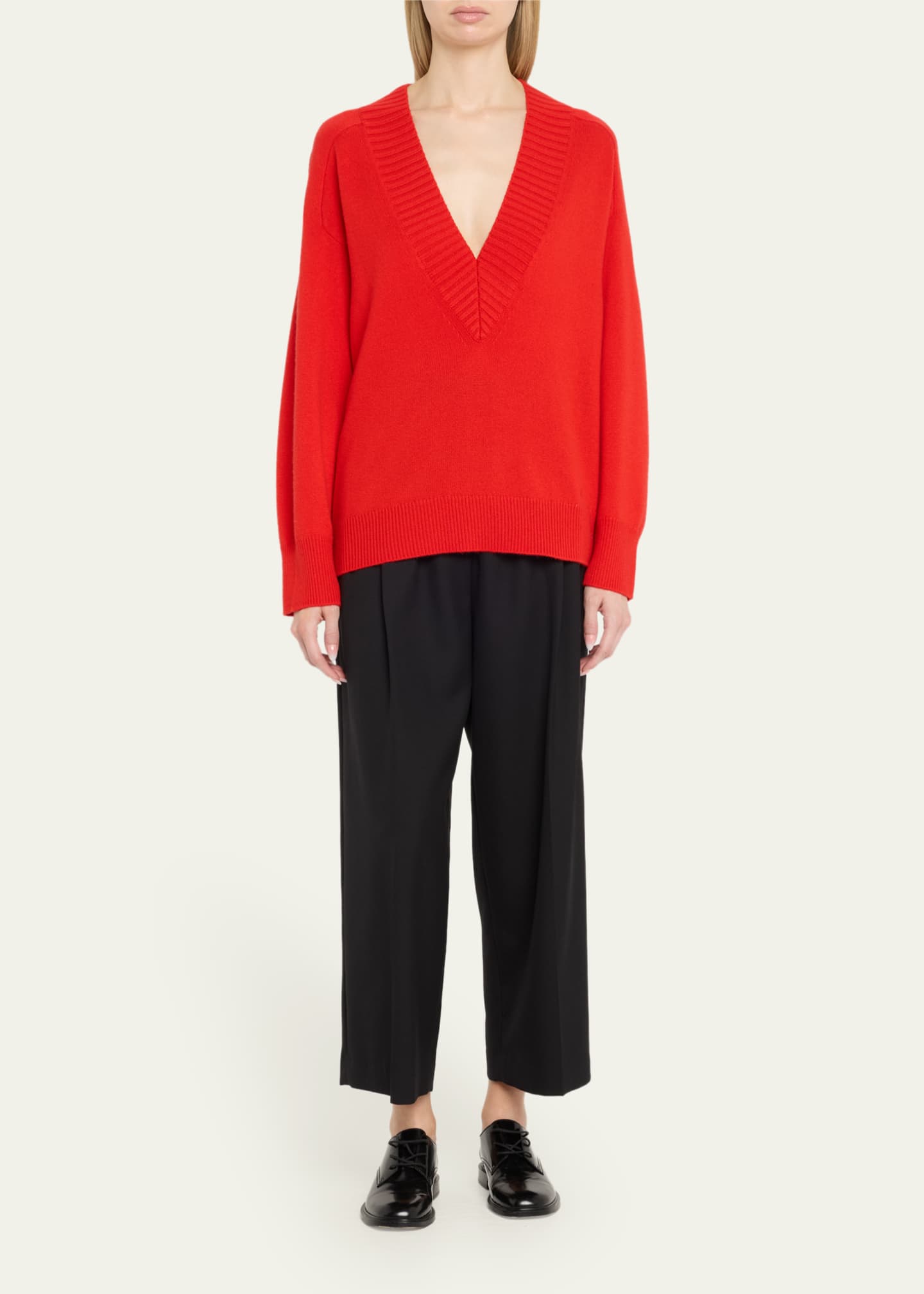 Loulou Studio Sage Plunging V-Neck Cashmere Oversized Sweater Image 2 of 5