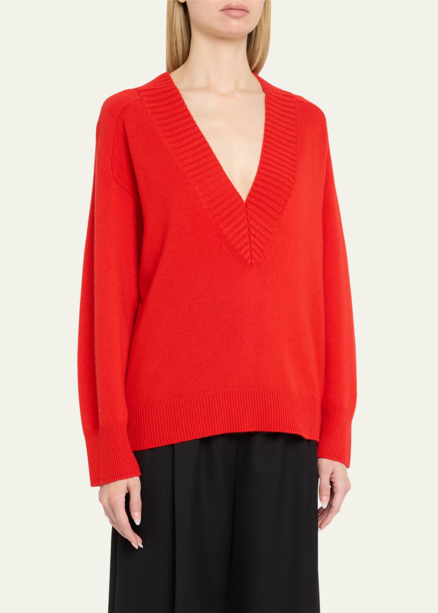 Loulou Studio Sage Plunging V-Neck Cashmere Oversized Sweater Image 4 of 5