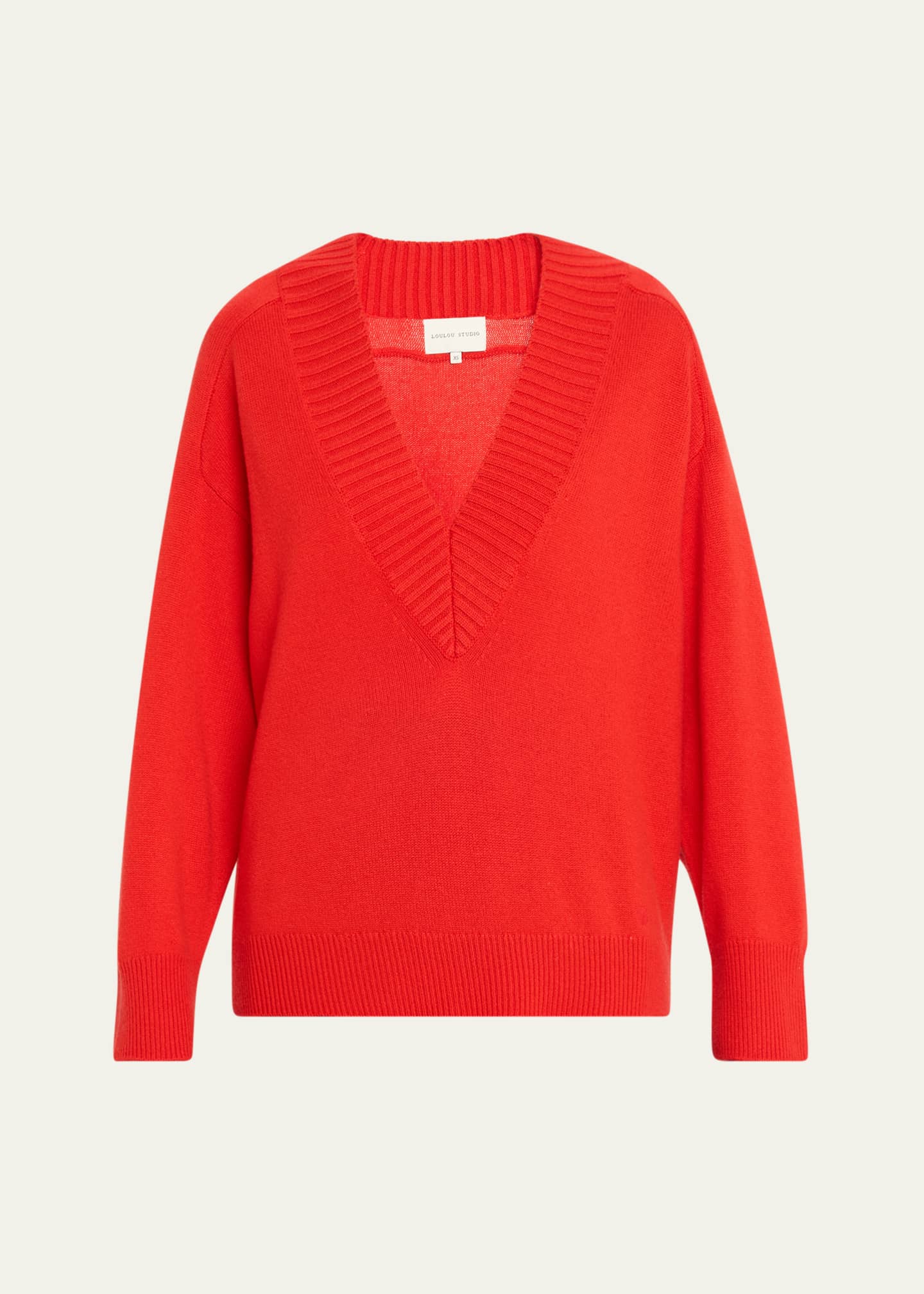 Loulou Studio Sage Plunging V-Neck Cashmere Oversized Sweater Image 1 of 5