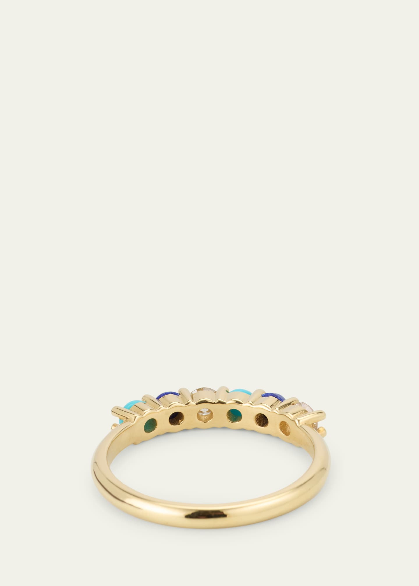 Jennifer Meyer 18K Yellow Gold Four-Prong Ring with Diamonds, Lapis and Turquoise Image 4 of 4