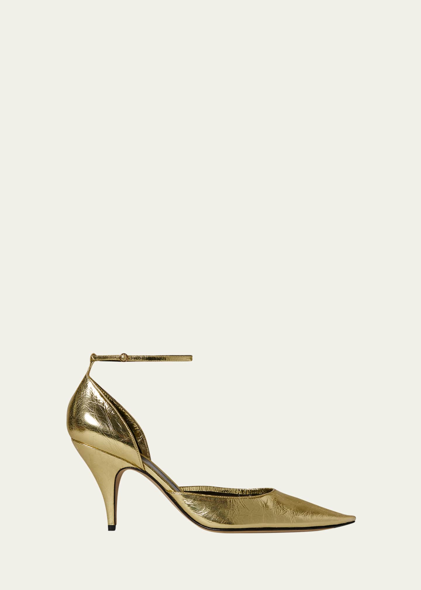 THE ROW Liisa Metallic D'Orsay Ankle-Strap Pumps
