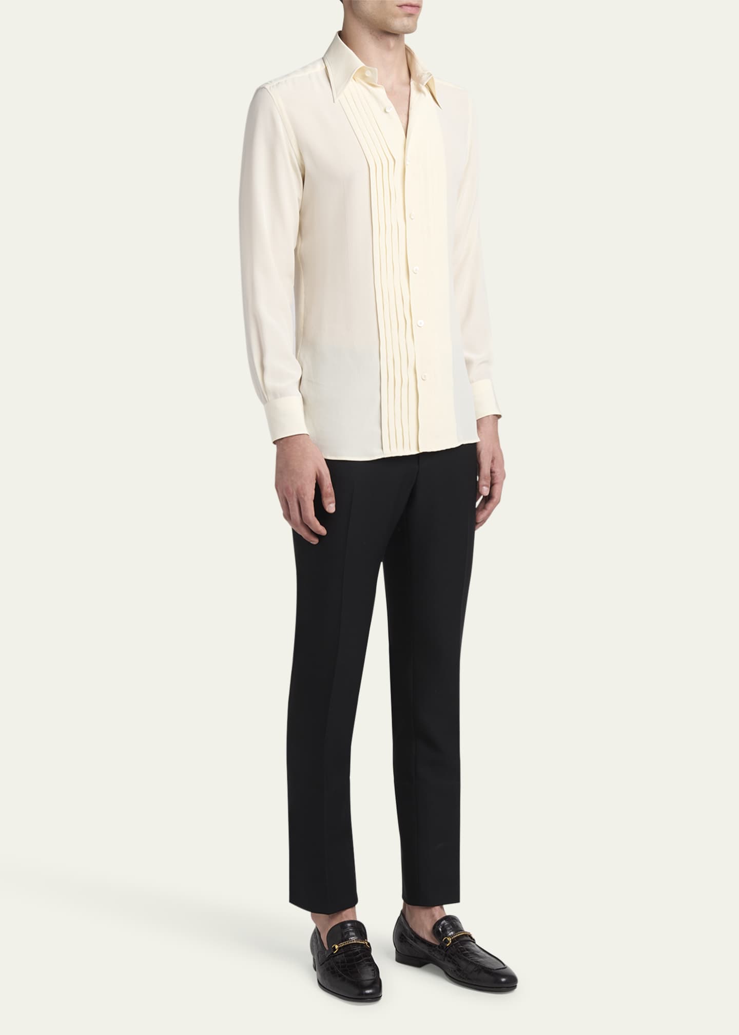 TOM FORD Men's Gigi Croc-Effect Leather Chain Loafers Image 3 of 5