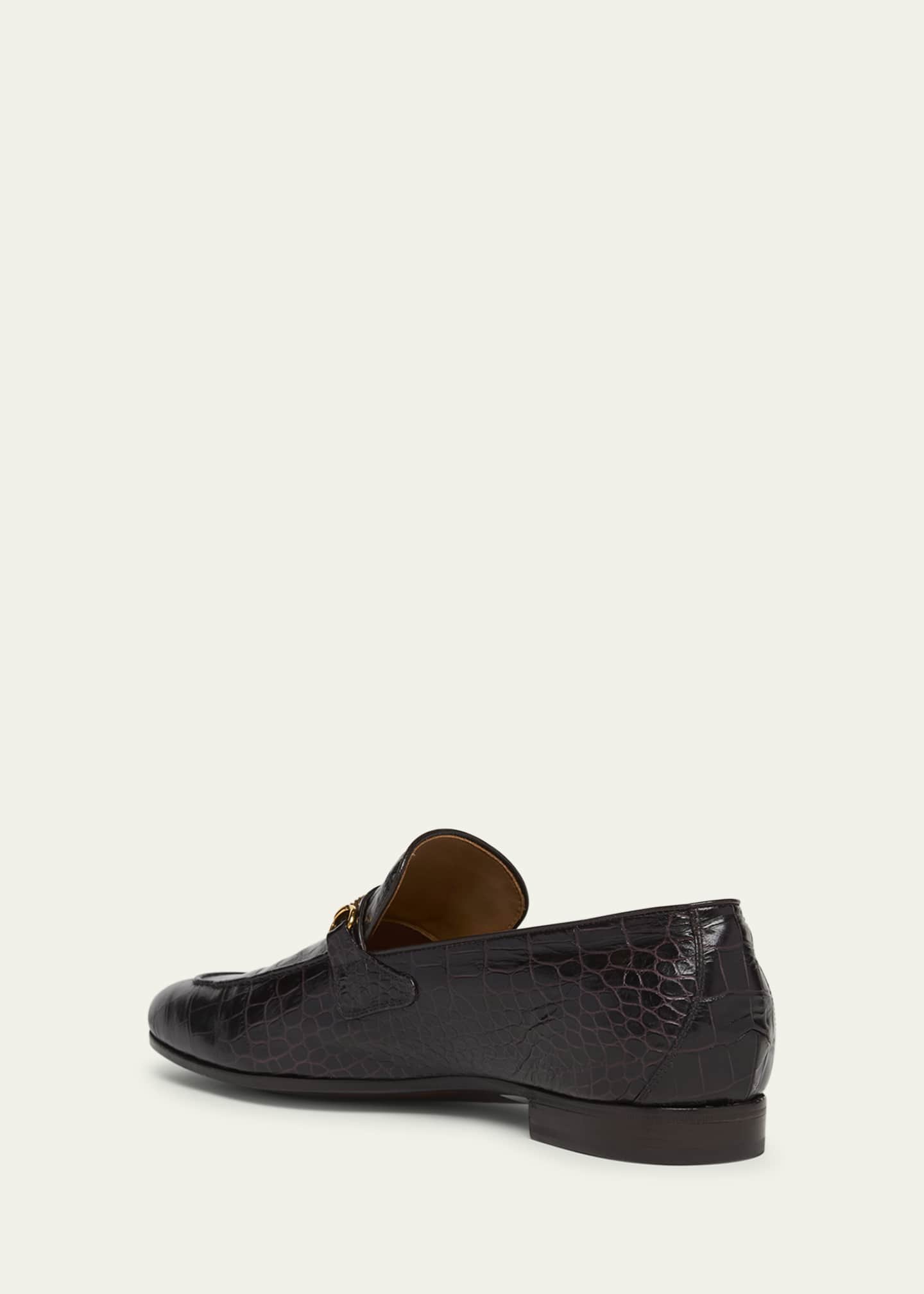 TOM FORD Men's Gigi Croc-Effect Leather Chain Loafers Image 4 of 5