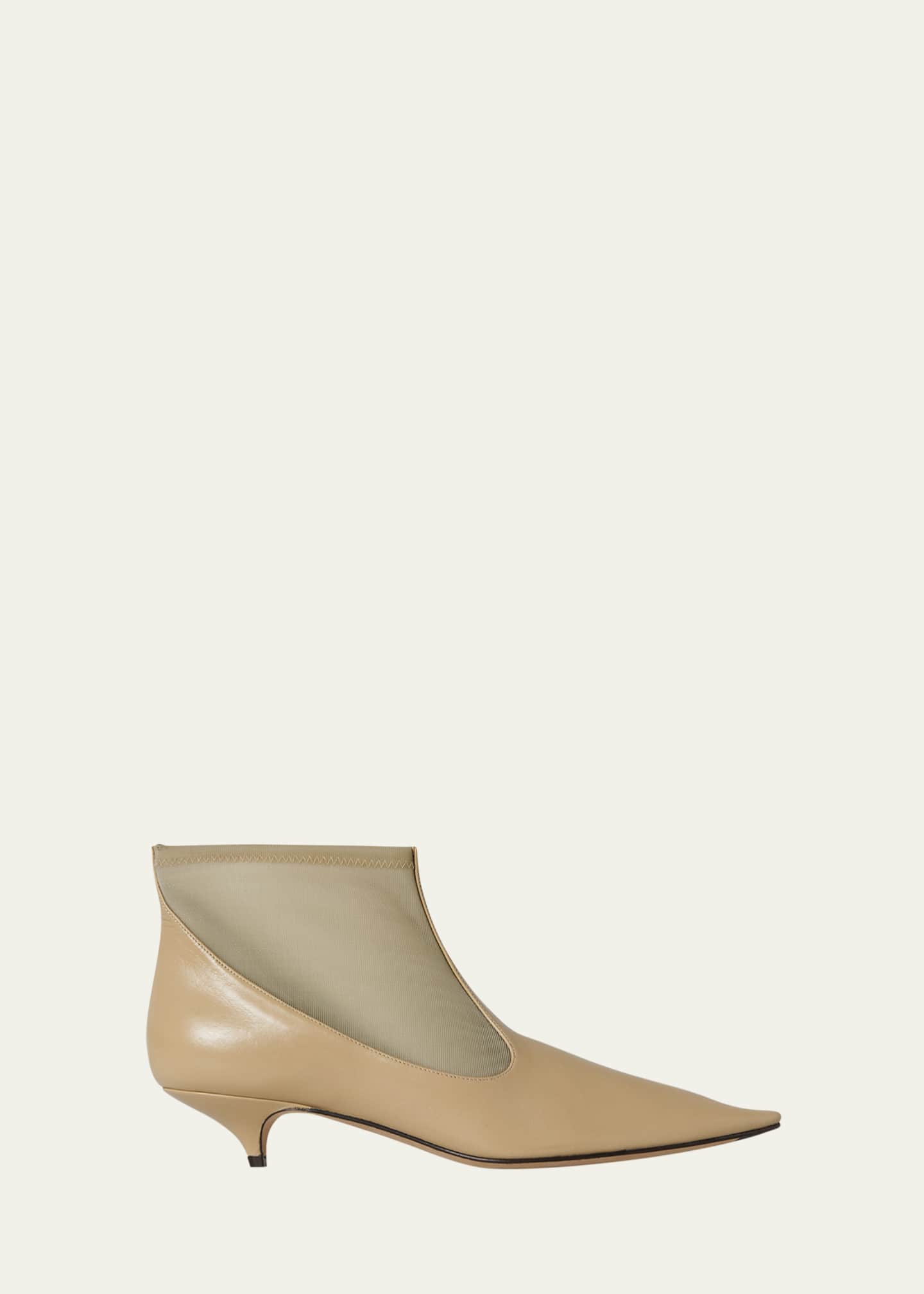 THE ROW Pointed Mesh Kitten-Heel Booties
