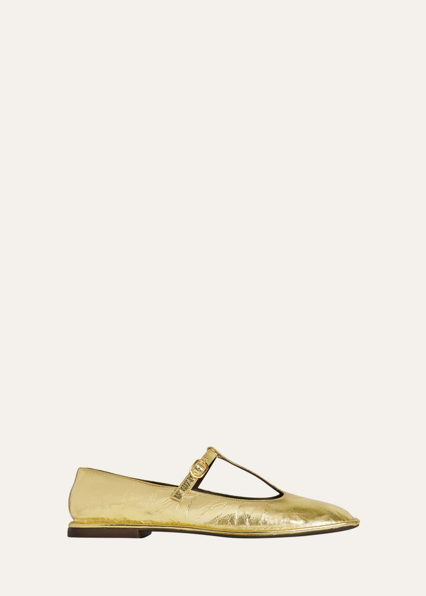 THE ROW Metallic T-Strap Ballerina Flats
