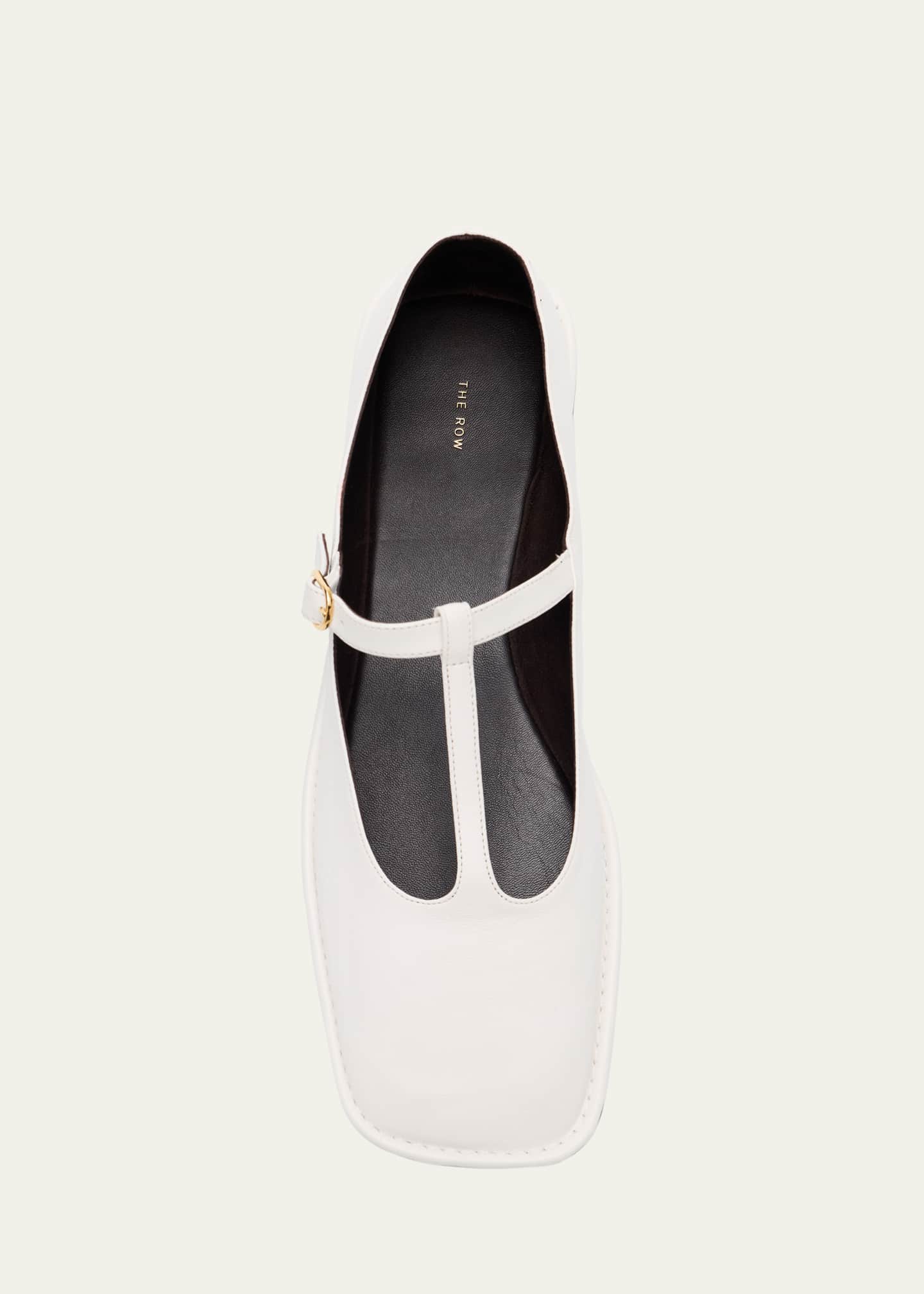 THE ROW Leather T-Strap Ballerina Flats - Bergdorf Goodman