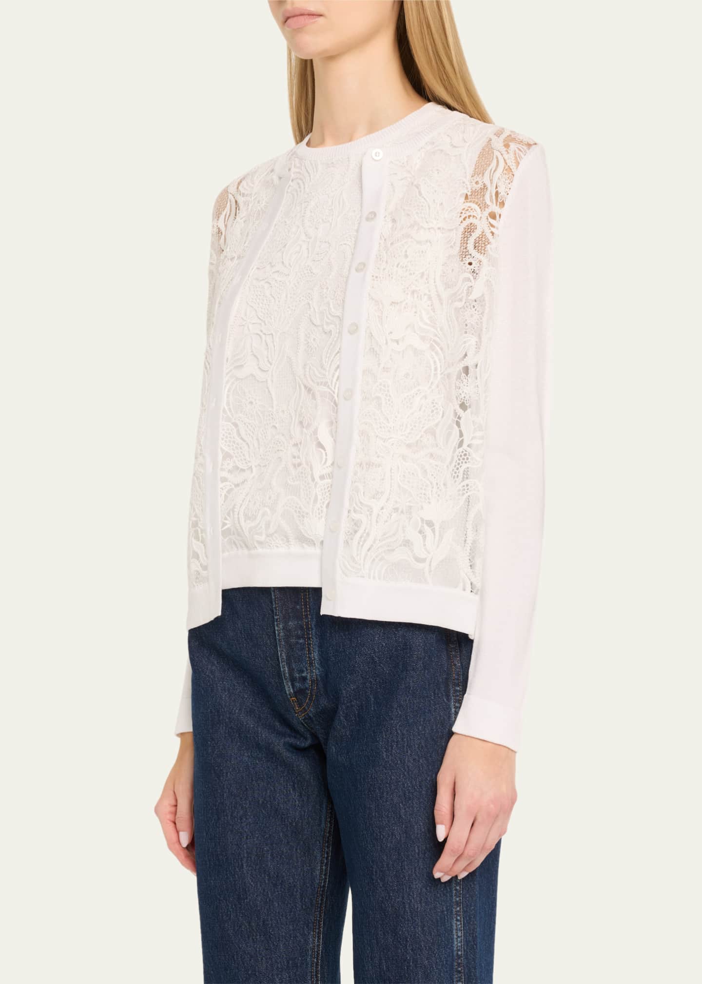 Oscar de la Renta Bellflower Guipure Inset Knit Tank Top Image 4 of 5