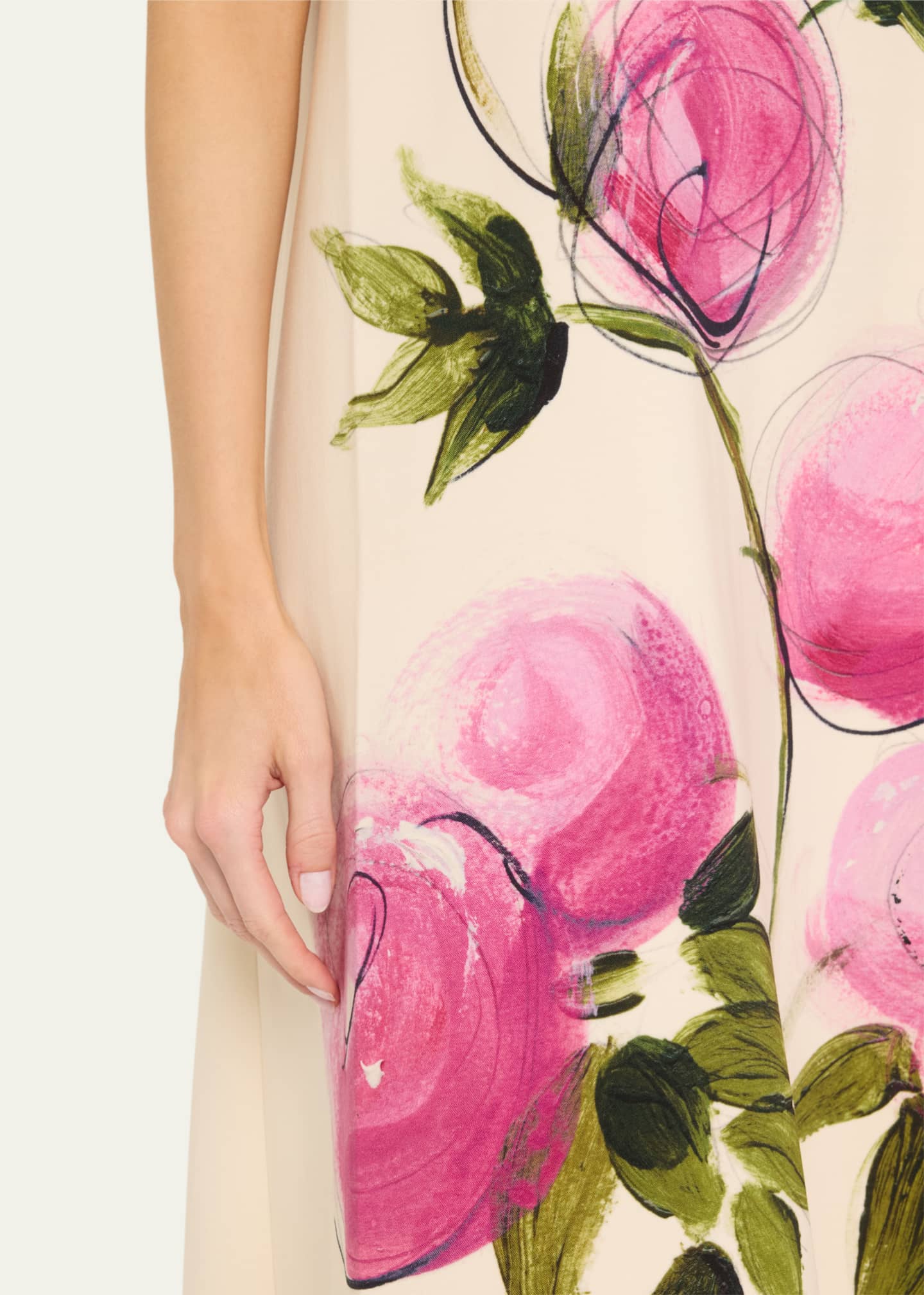Oscar de la Renta Strapless Painted Roses Wool Gown Image 5 of 5