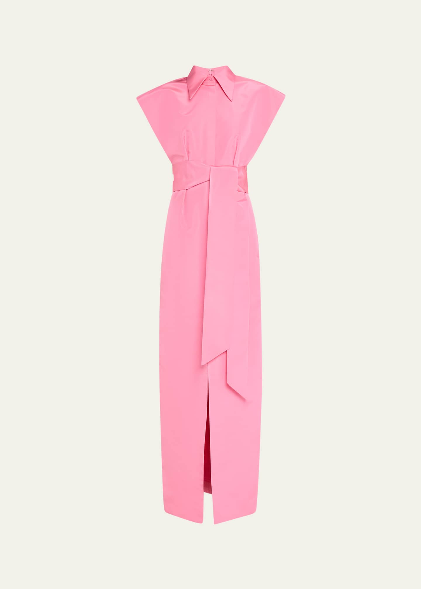 Carolina Herrera Cap-Sleeve Belted Column Trench Gown Image 1 of 5