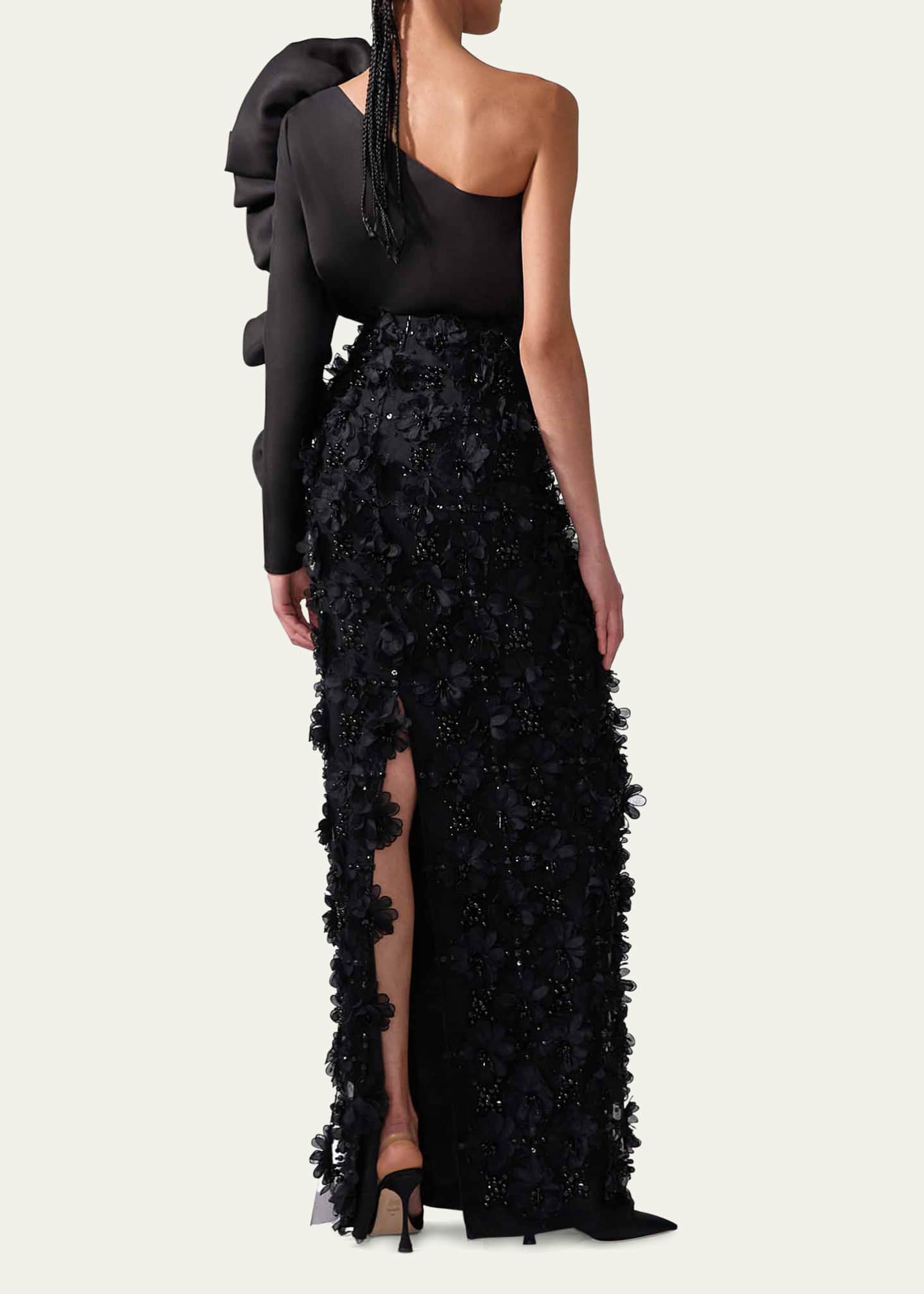 Carolina Herrera Flower Embellished Maxi Column Skirt Image 3 of 3