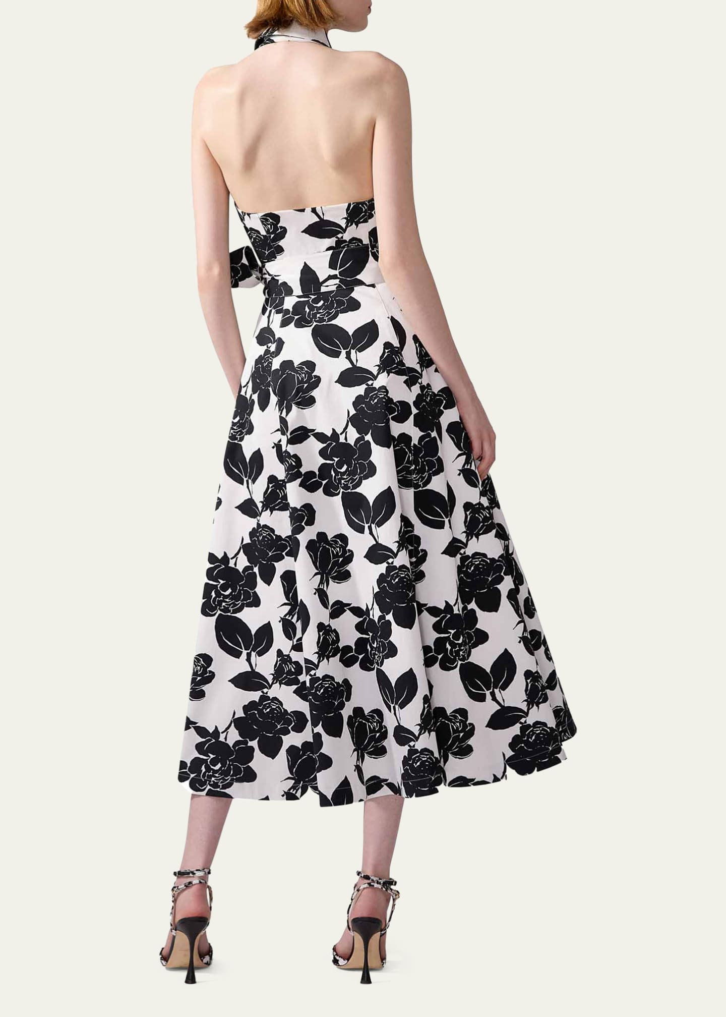 Carolina Herrera Collared Halter Button-Front Midi Dress Image 3 of 3