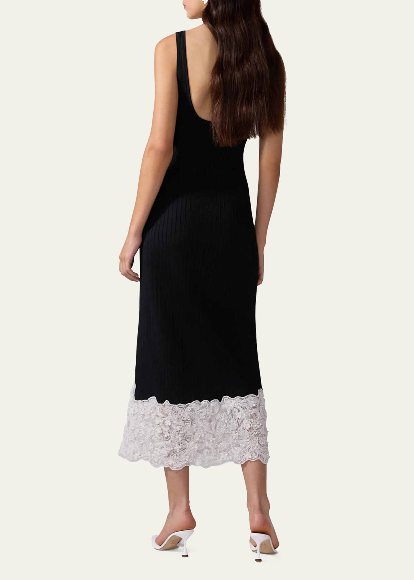 Carolina Herrera Lace-Slit Rib Slip Dress Image 3 of 3
